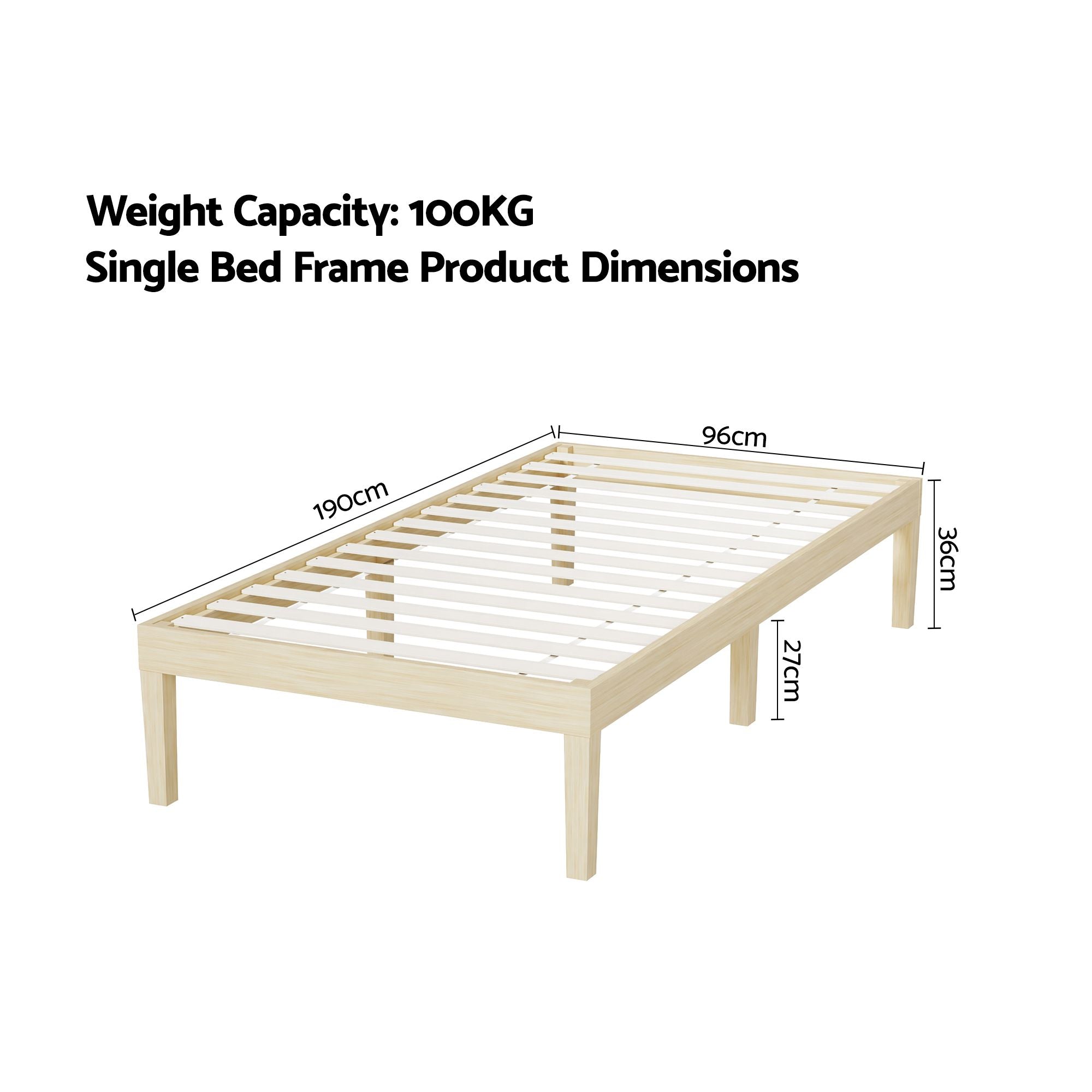 Artiss Bed Frame Single Size Wooden Base Mattress Platform Timber Pine BRUNO Bedworld