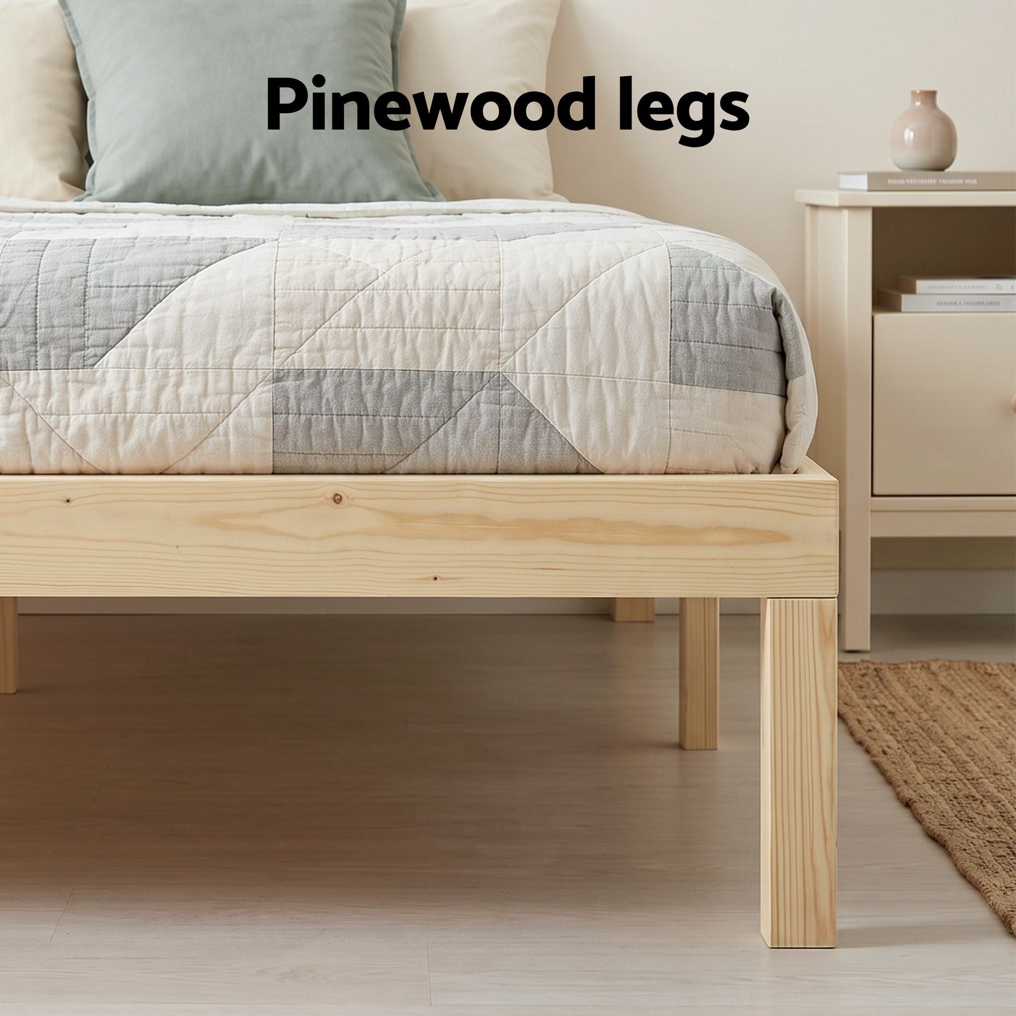 Artiss Bed Frame Single Size Wooden Base Mattress Platform Timber Pine BRUNO Bedworld