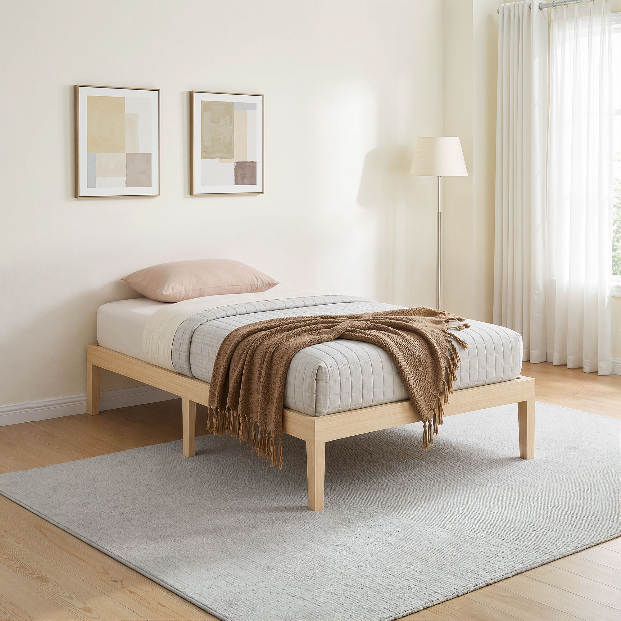 Artiss Bed Frame Single Size Wooden Base Mattress Platform Timber Pine BRUNO Bedworld