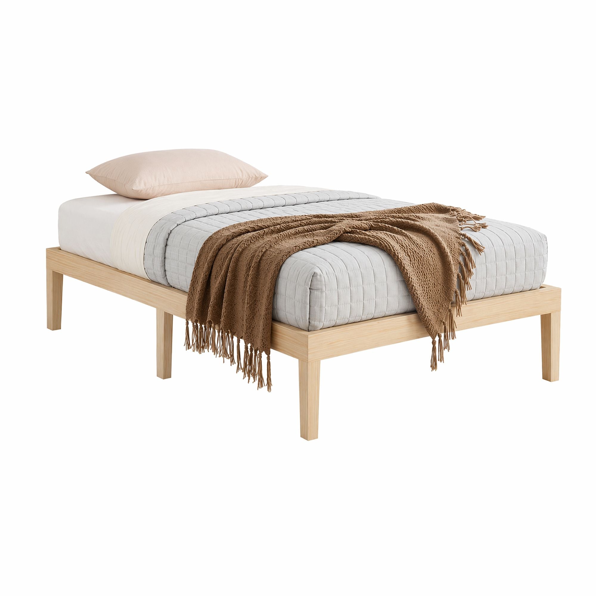 Artiss Bed Frame Single Size Wooden Base Mattress Platform Timber Pine BRUNO Bedworld