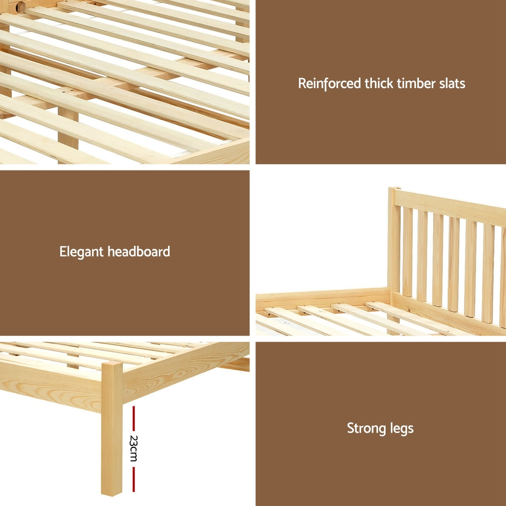 Artiss Bed Frame Double Size Wooden Oak SOFIE