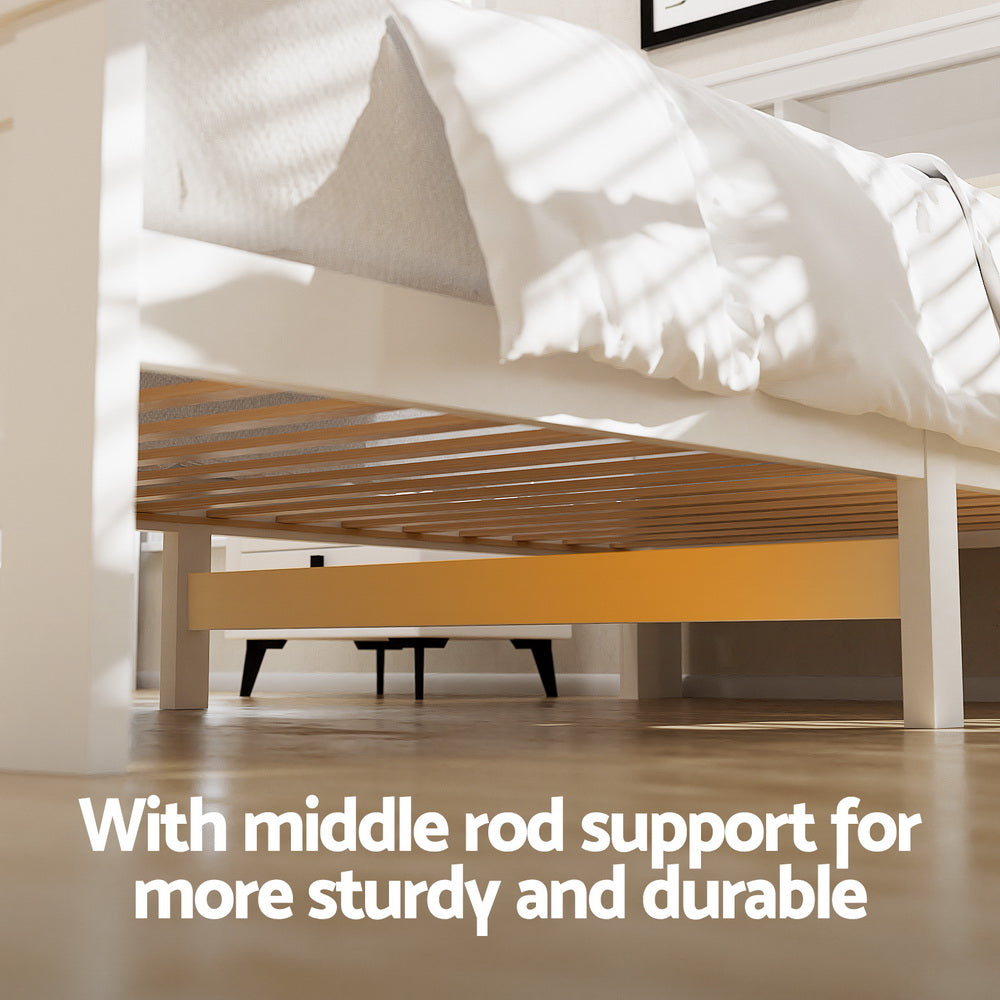 Artiss Bed Frame King Single Size Wooden with 2 Storage Drawers White