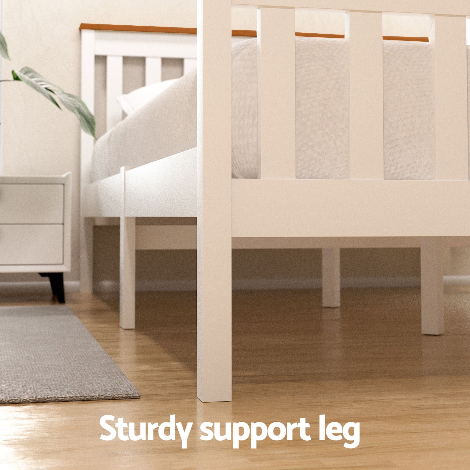 Artiss Bed Frame Single Size Wooden Platform with 2 Storage Drawers White PONY Bedworld
