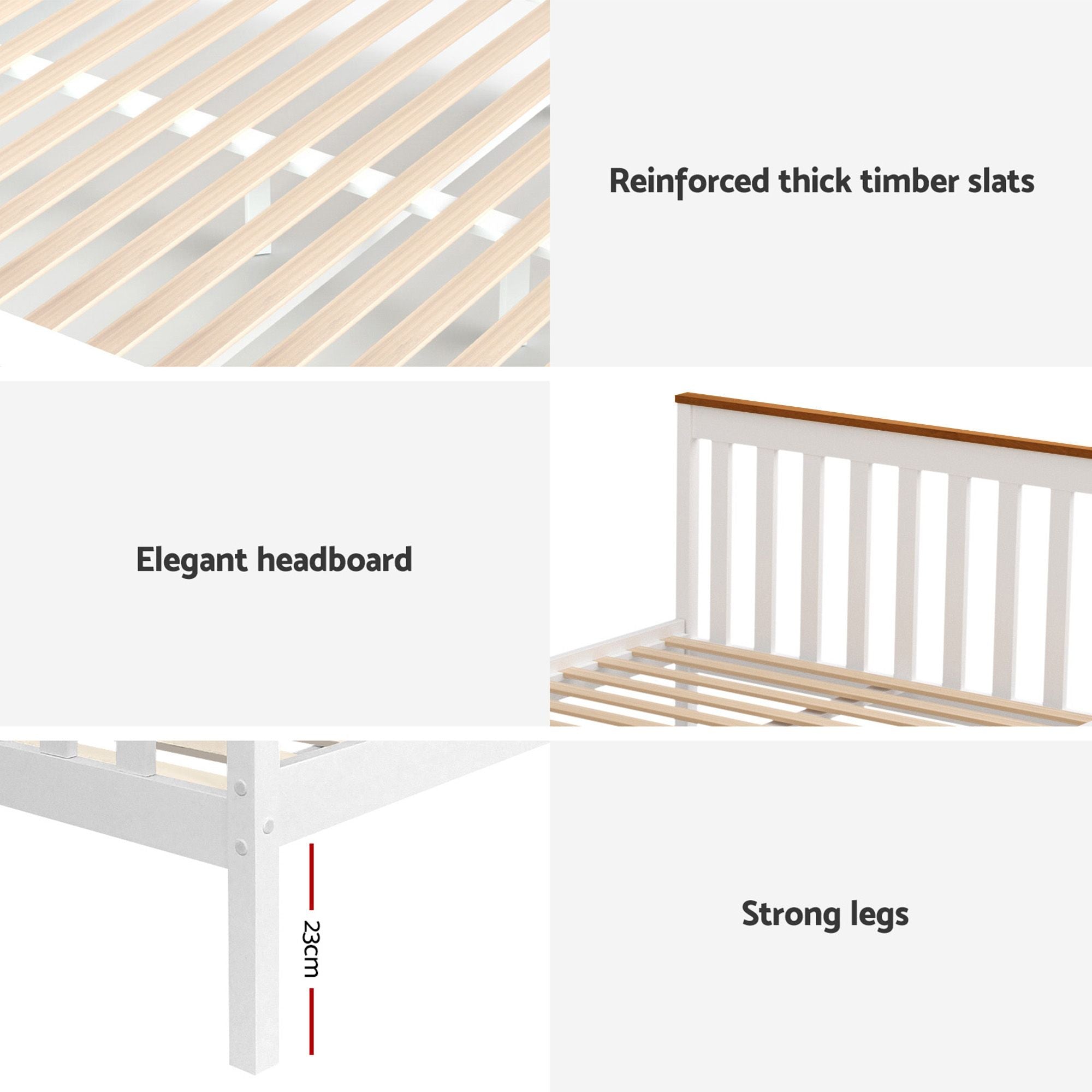 Artiss Bed Frame Single Size Wooden Platform with 2 Storage Drawers White PONY Bedworld