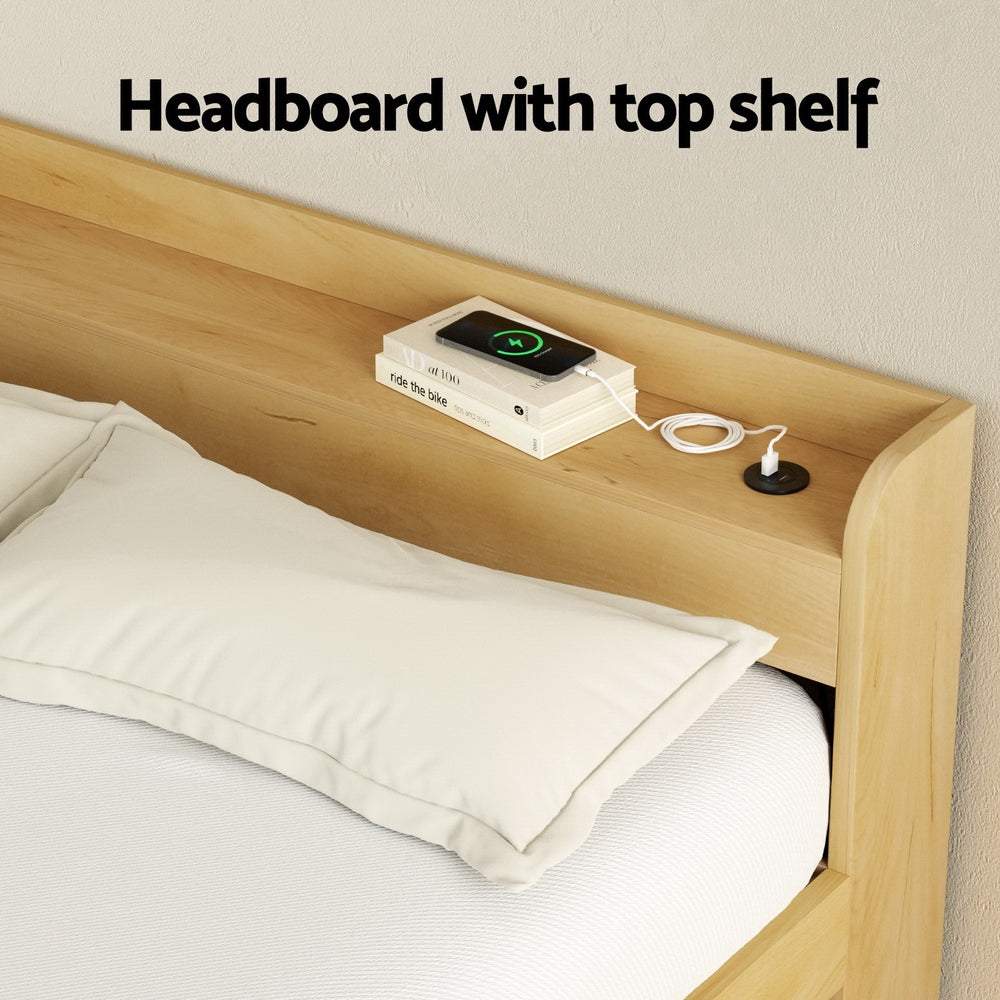 Artiss Bed Frame Queen Size with Charging Ports and 2 Drawers AURA