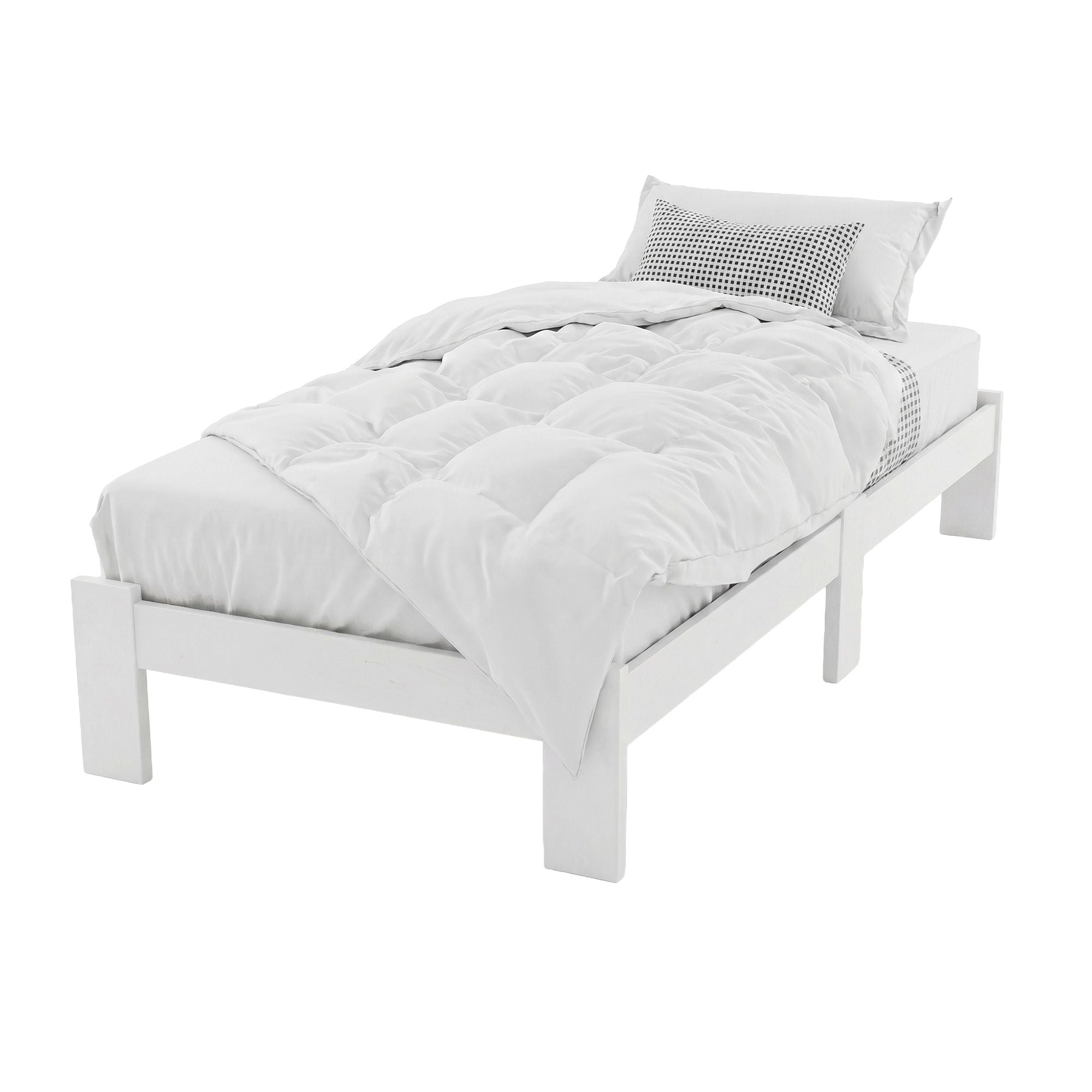 Artiss Bed Frame Single Size Wooden White JADE