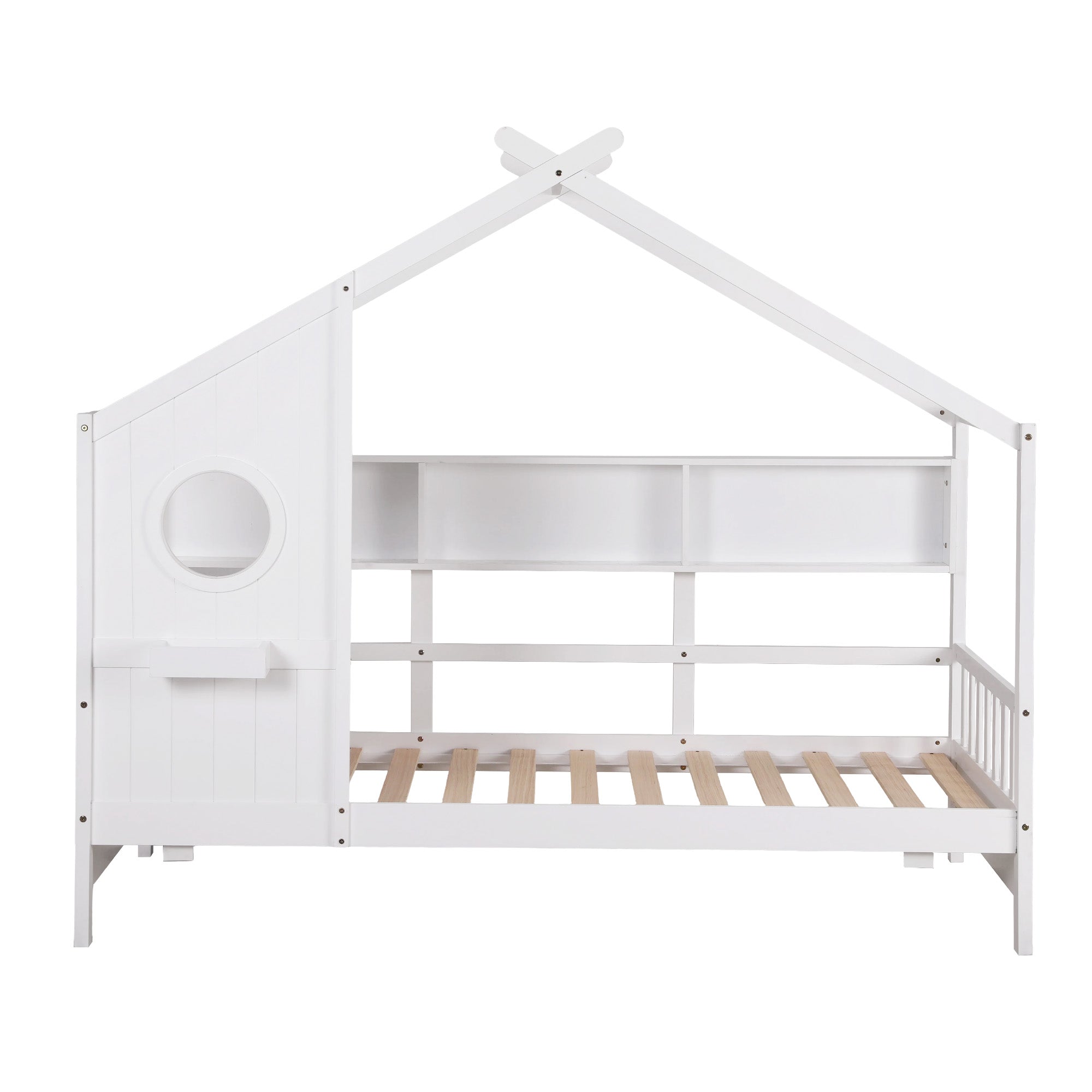 Artiss Kids Single Bed Frame House Bed Solid Wood Montessori Bed for Toddler White Bedworld