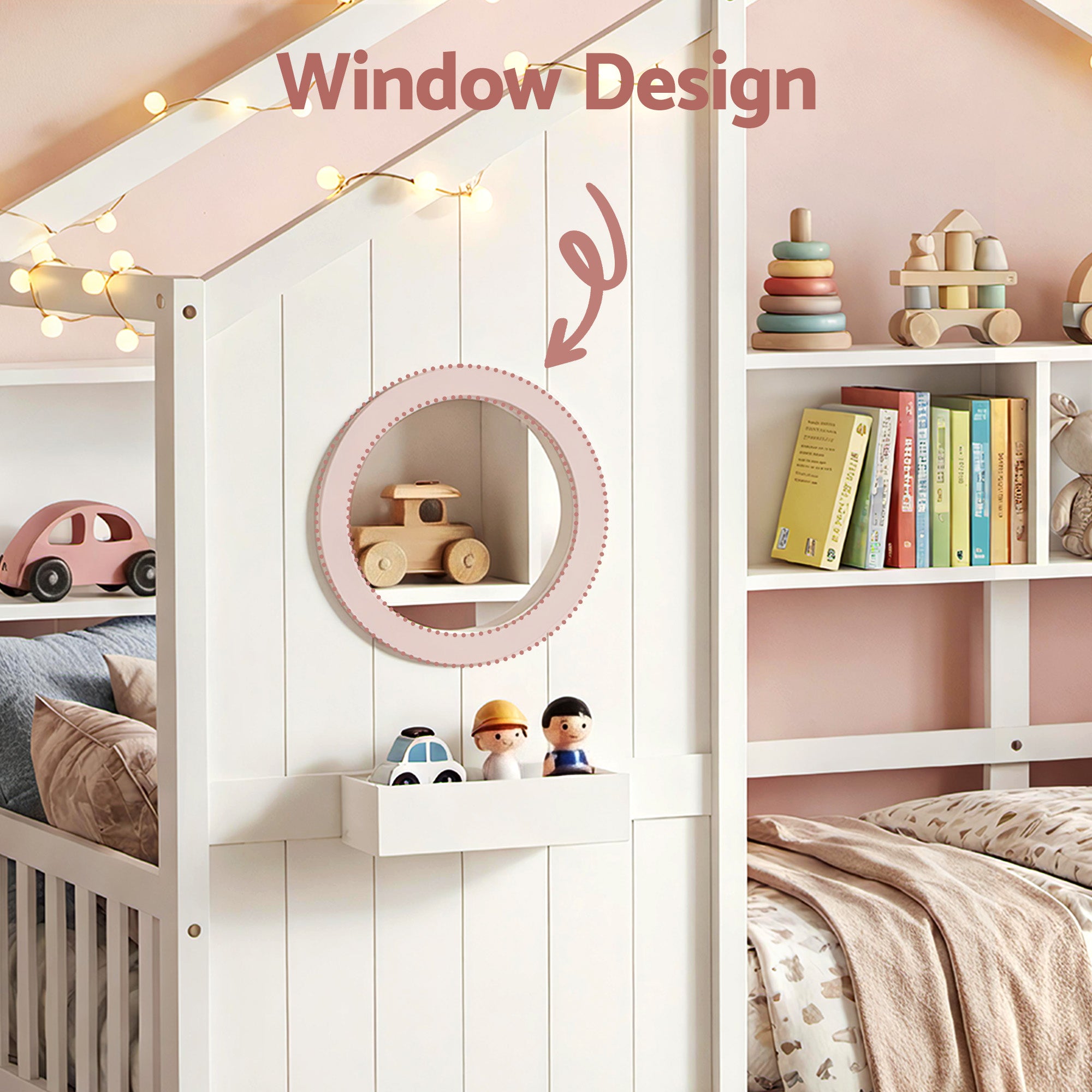 Artiss Kids Single Bed Frame with 3 Storage Bookcase & 2 Drawers House Bed Solid Wood Montessori Bed Easy Assembly White Bedworld