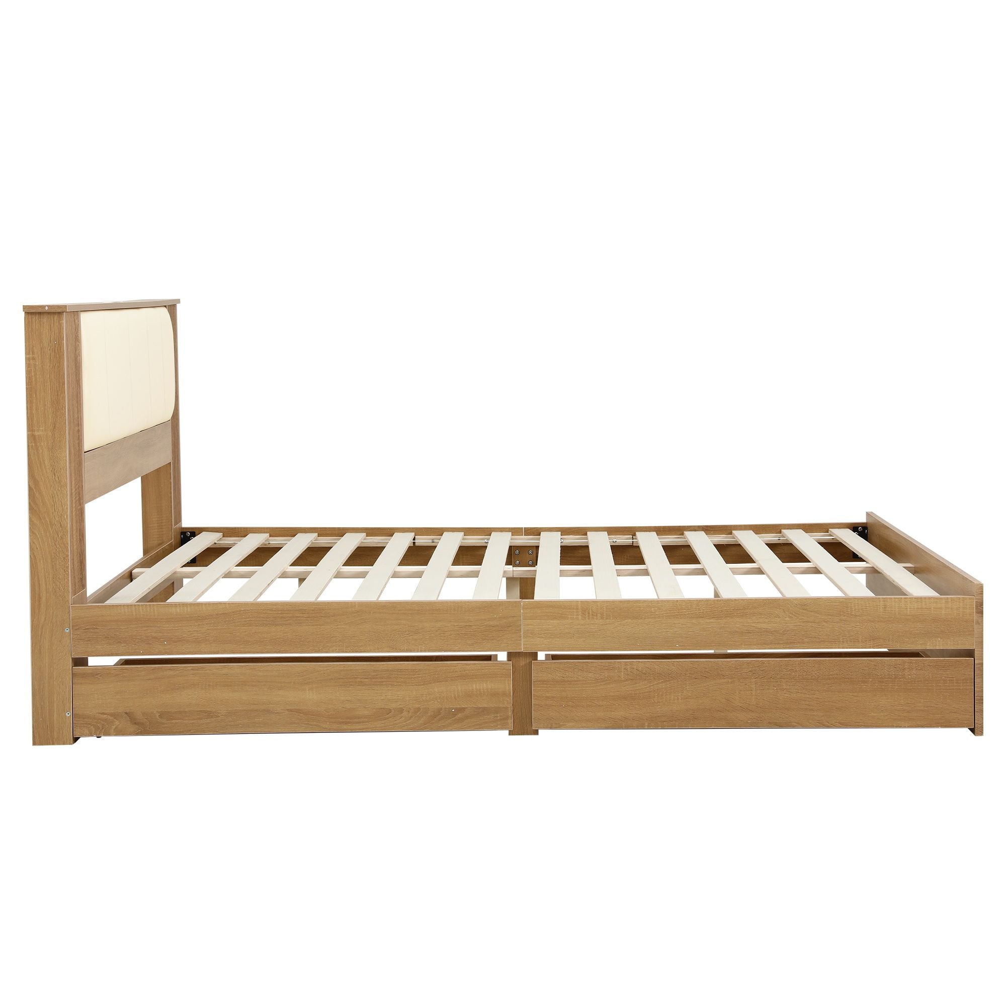 Artiss King Single Bed Frame with 2 Drawers, PU Leather Headboard & Charging Station Bedworld