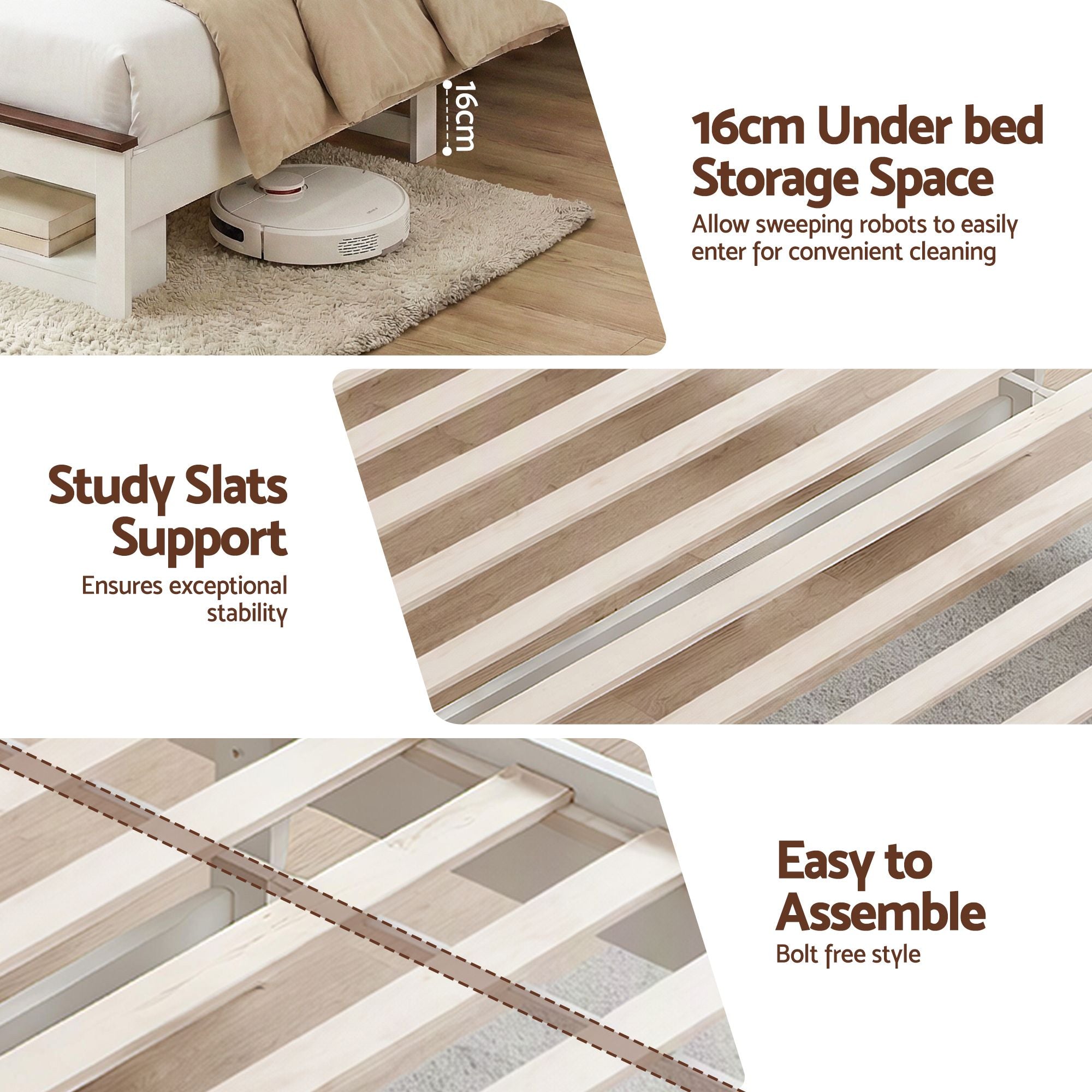 Artiss King Single Bed Frame with Storage Bookcase Headboard and Footboard, White Bedworld