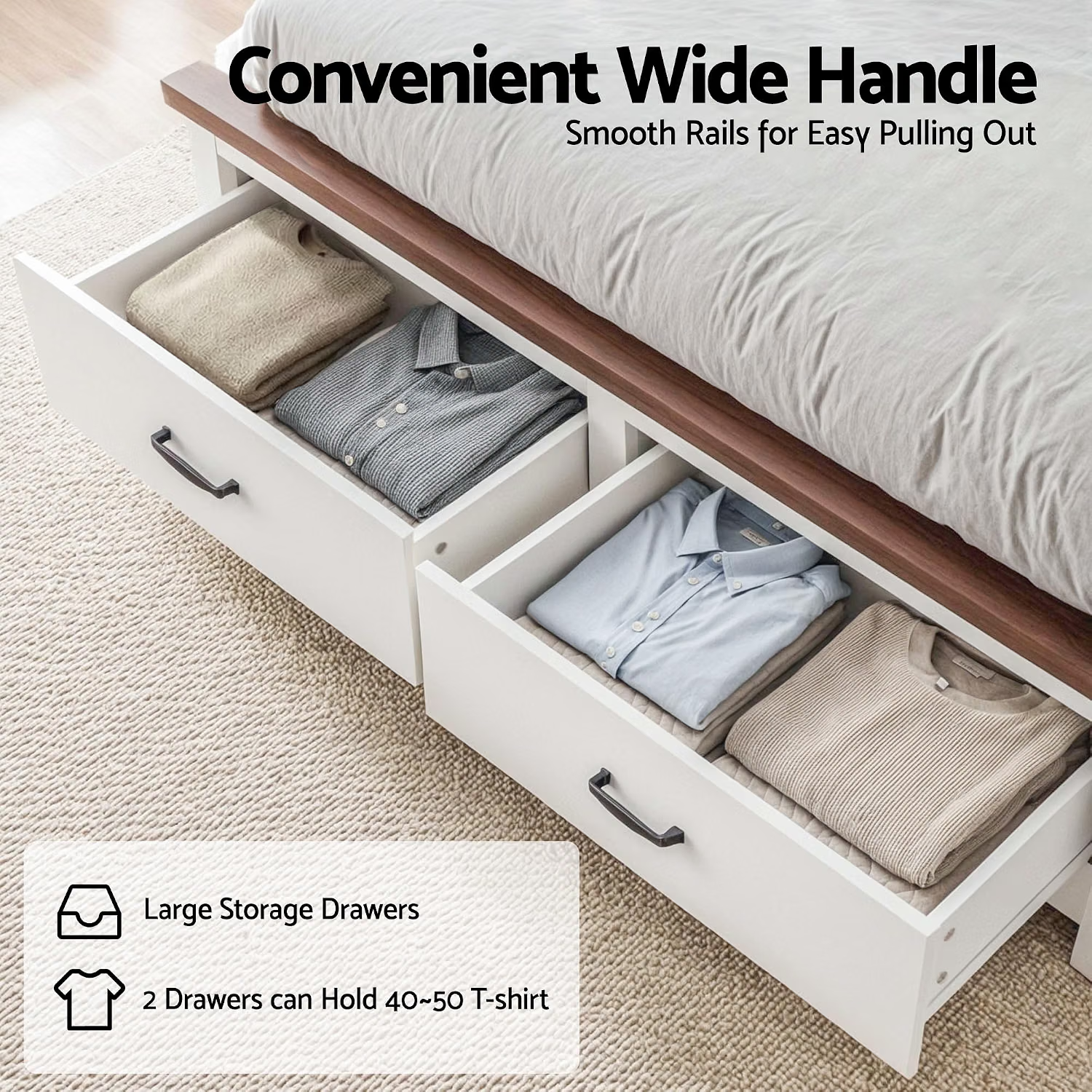Artiss Double Wooden Bed Frame and 2 Bedside Table Bedroom Furniture Set Bedworld
