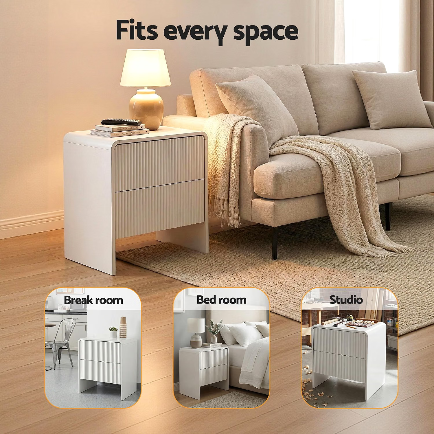 Artiss King Single Bed Frame and 2 Bedside Table Bedroom Furniture Set Bedworld