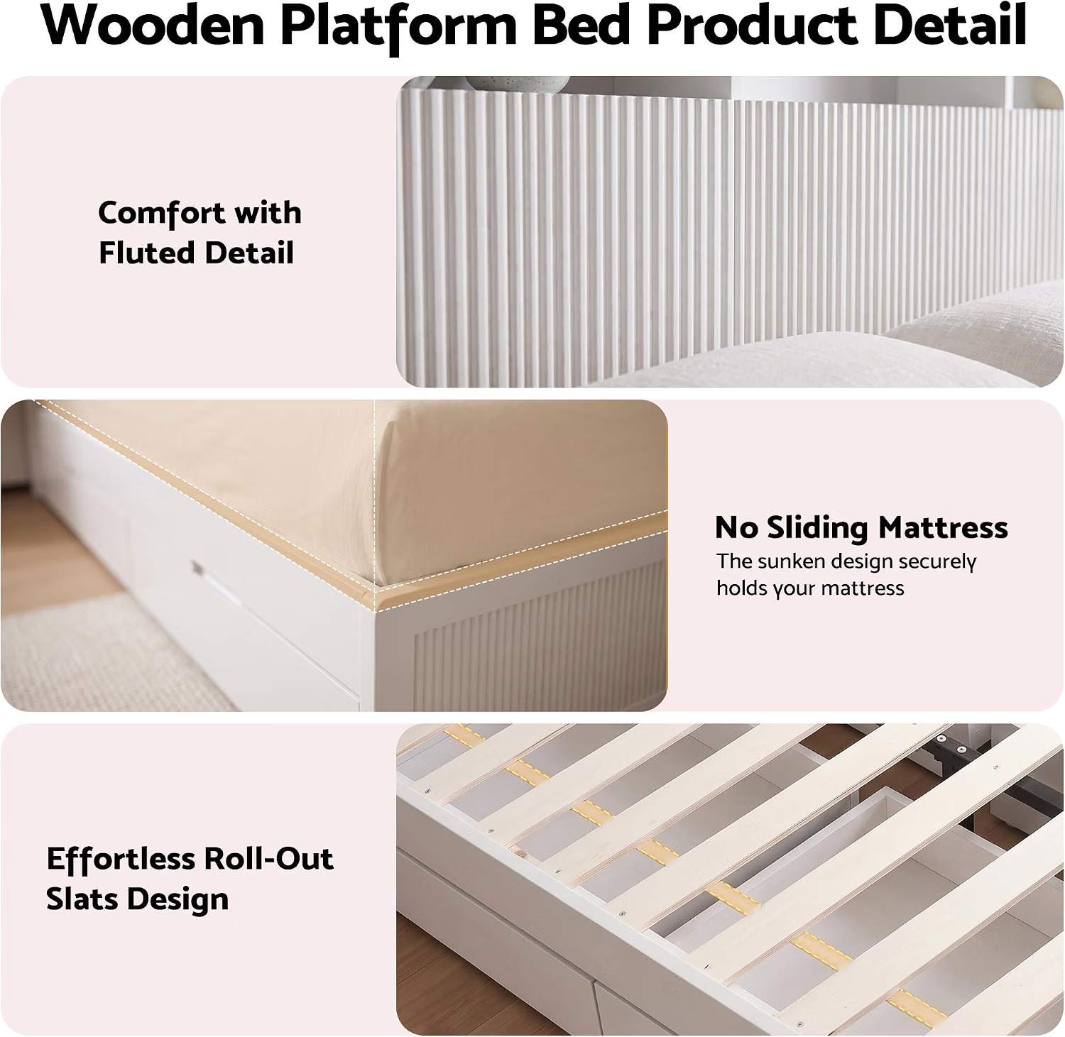 Artiss King Single Bed Frame and 2 Bedside Table Bedroom Furniture Set Bedworld