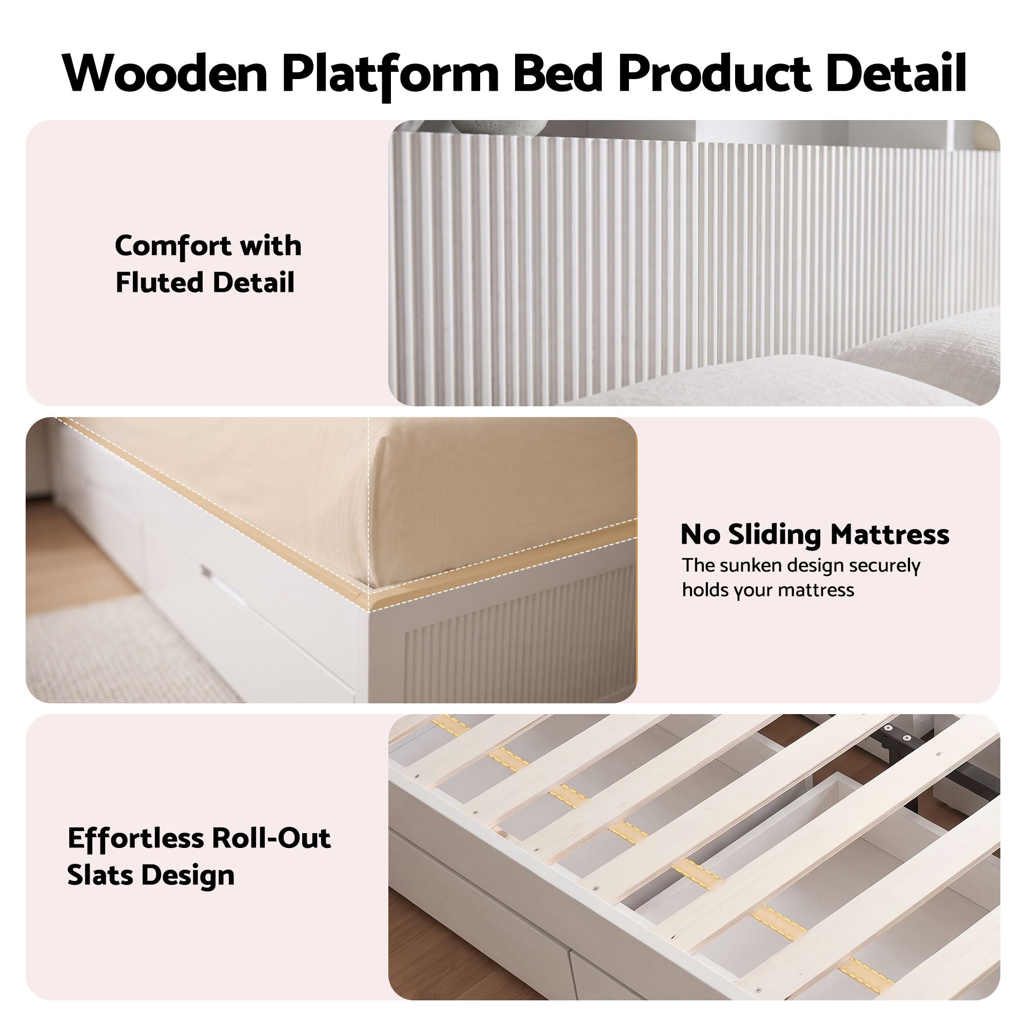 Artiss King Single Bed Frame with Storage, 4 Drawers, USB and Night Light White Bedworld