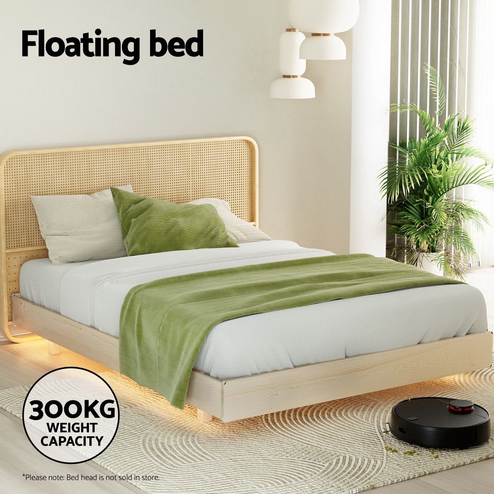 Artiss Bed Frame Queen Size Floating Wooden Mattress Base Platform Timber ODIN Bedworld