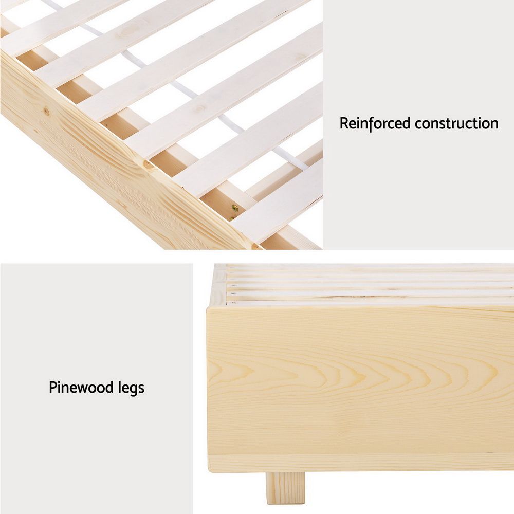 Artiss Bed Frame Queen Size Floating Wooden Mattress Base Platform Timber ODIN Bedworld