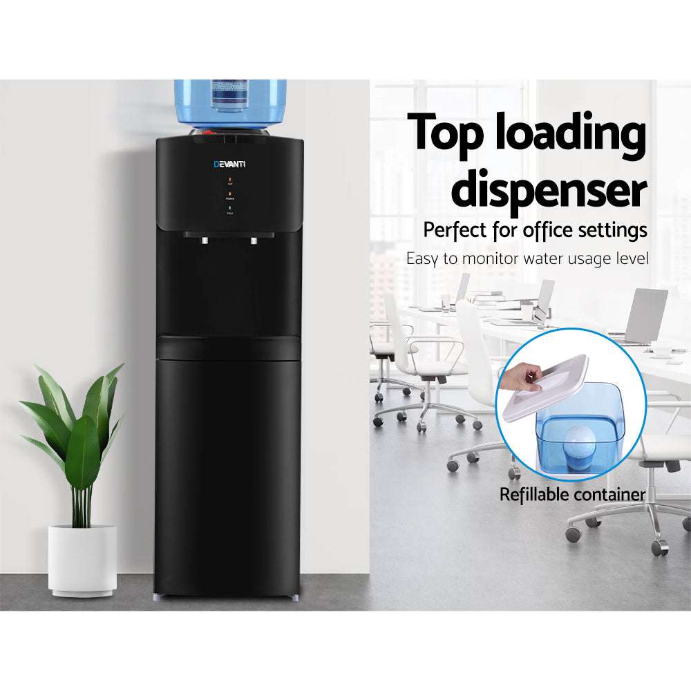 Devanti Water Cooler Dispenser Stand 22L Bottle Black w/2 Filter