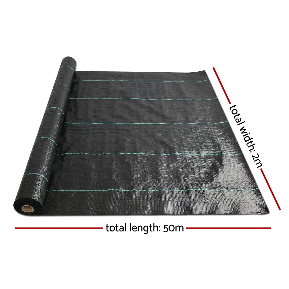 Instahut 2x50m Weed Mat 110GSM Weed Control Mat Plant Bedworld