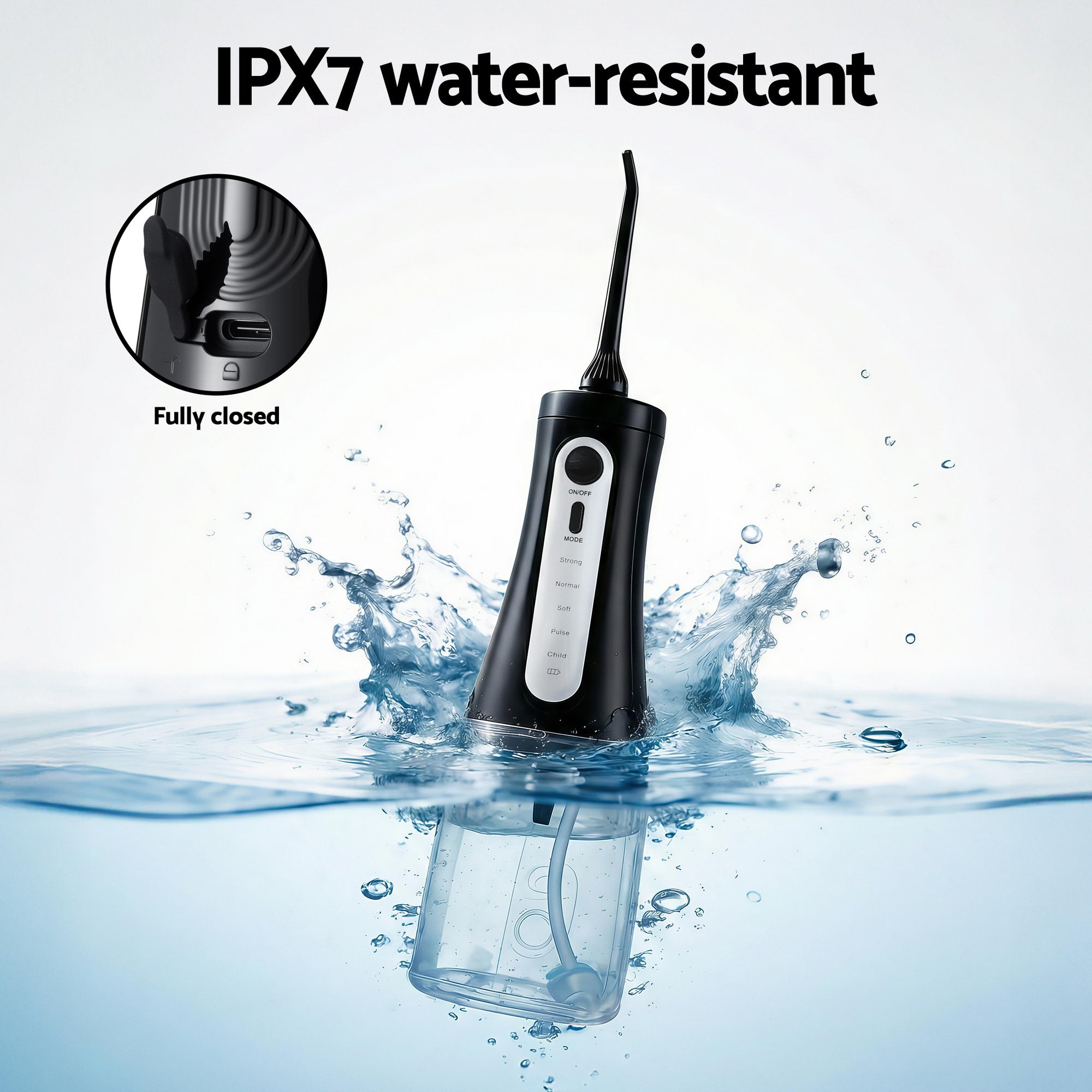 Devanti Cordless Water Flosser Dental Oral Irrigator Black Bedworld
