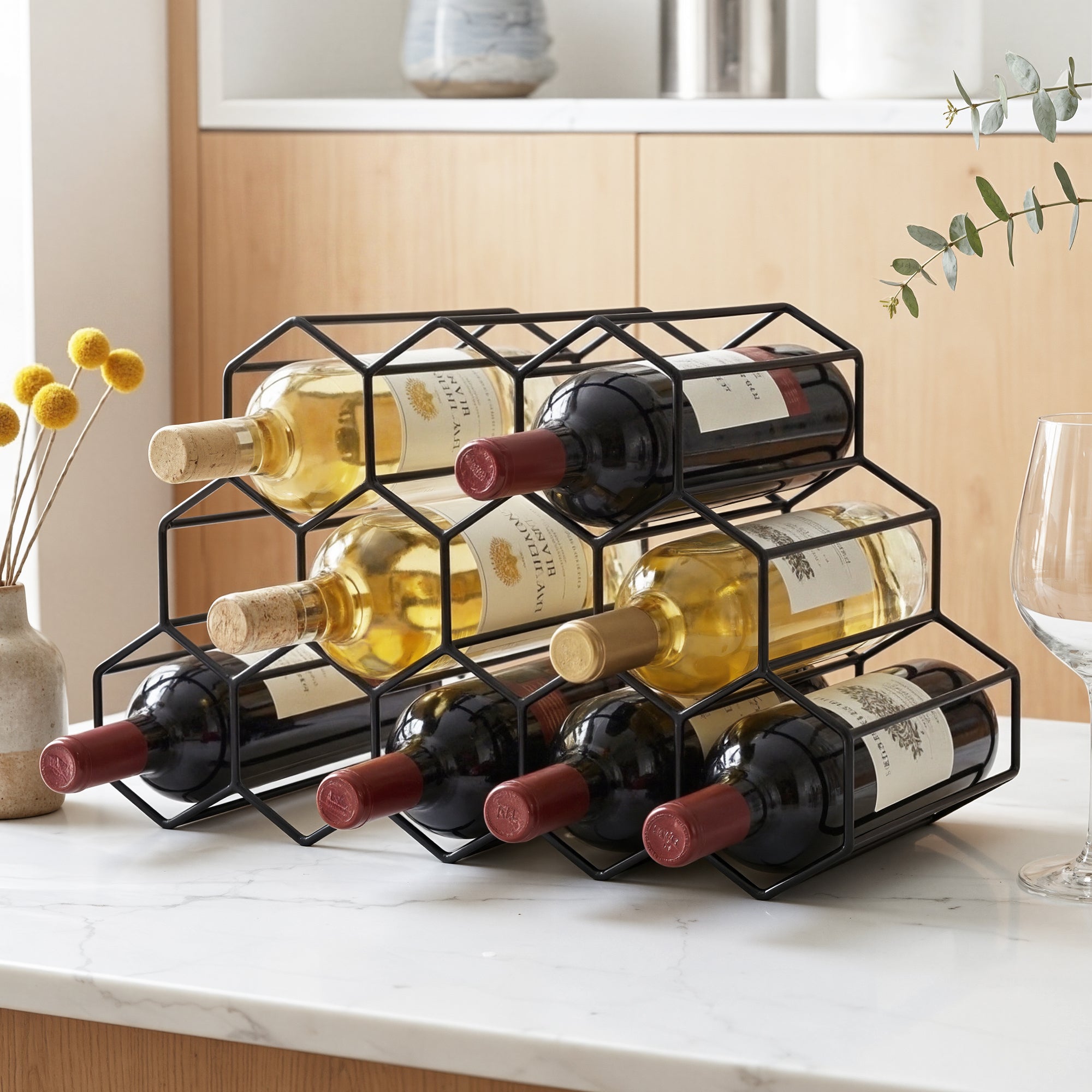 Artiss Wine Rack Metal 12 Bottle No Assembly Required Black Bedworld