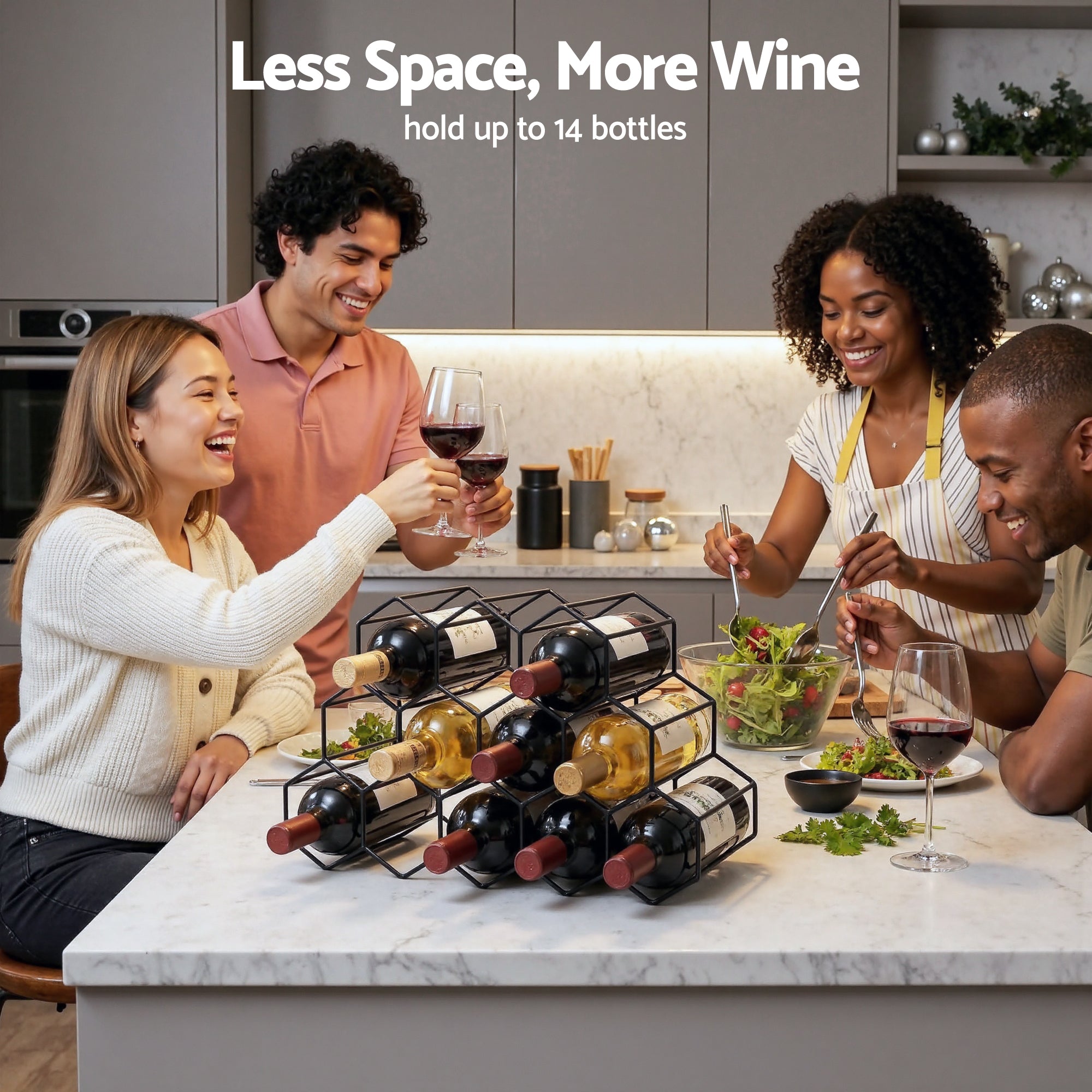 Artiss Wine Rack Metal 12 Bottle No Assembly Required Black Bedworld