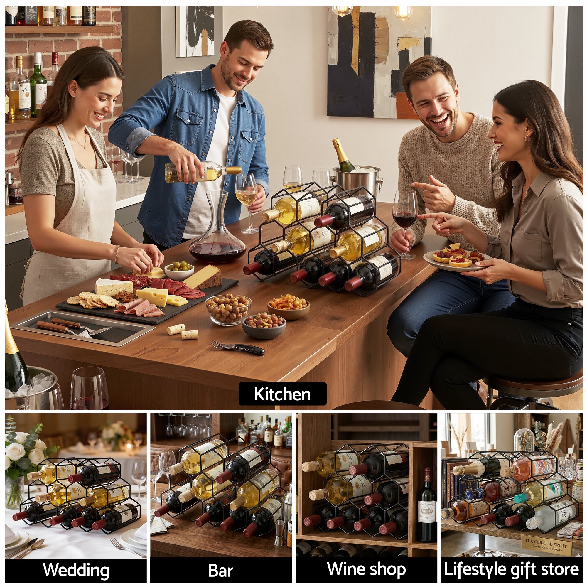 Artiss Wine Rack Metal 12 Bottle No Assembly Required Black Bedworld