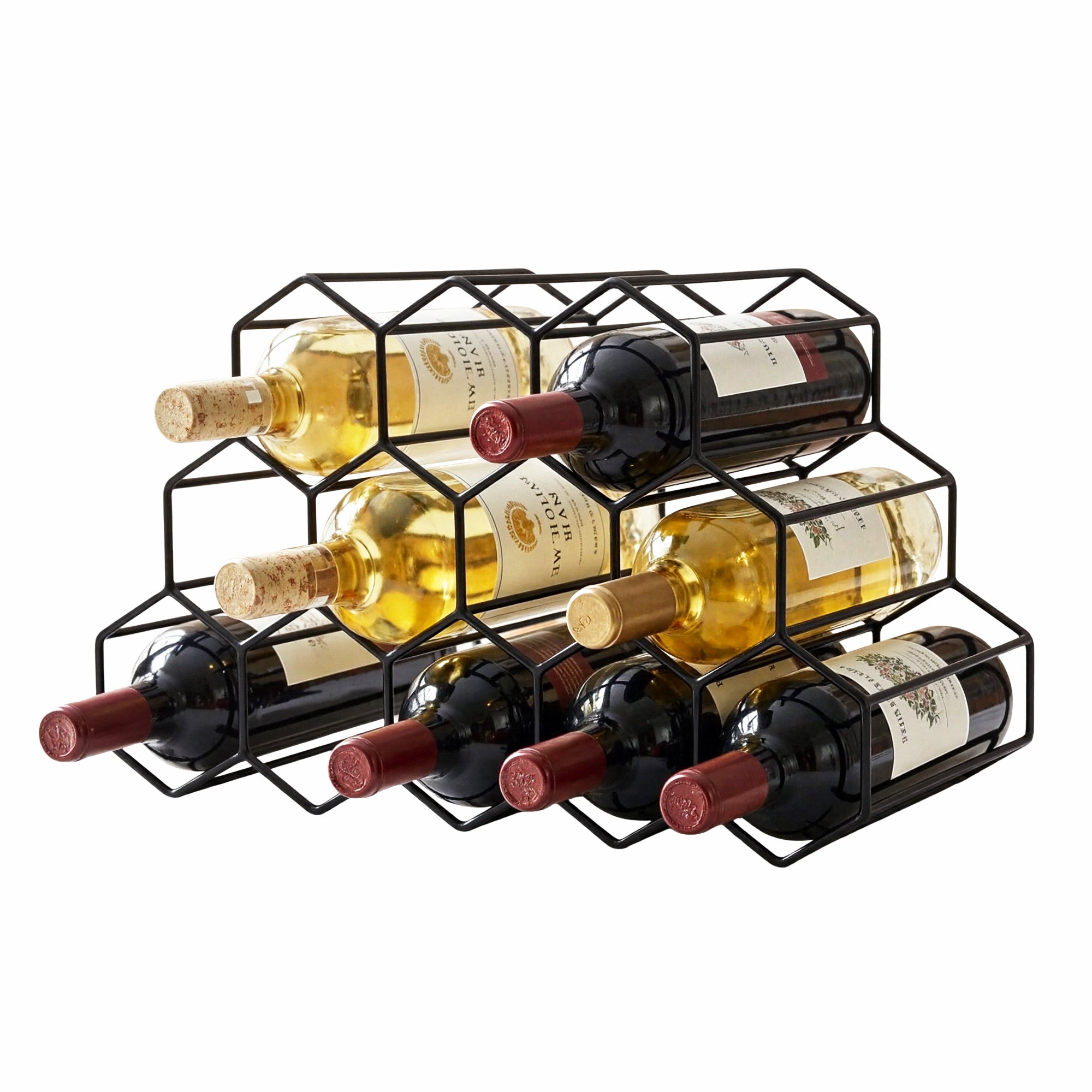 Artiss Wine Rack Metal 12 Bottle No Assembly Required Black Bedworld