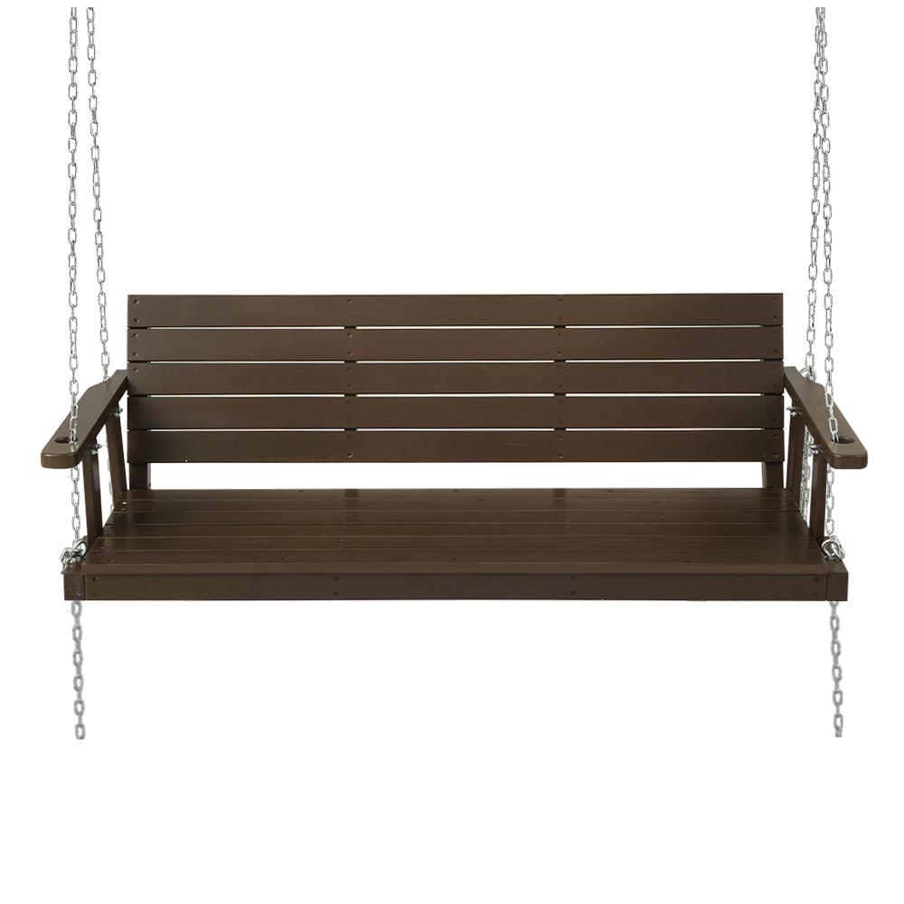 Chain Outdoor Furniture 3 Seater Bench Wooden Brown