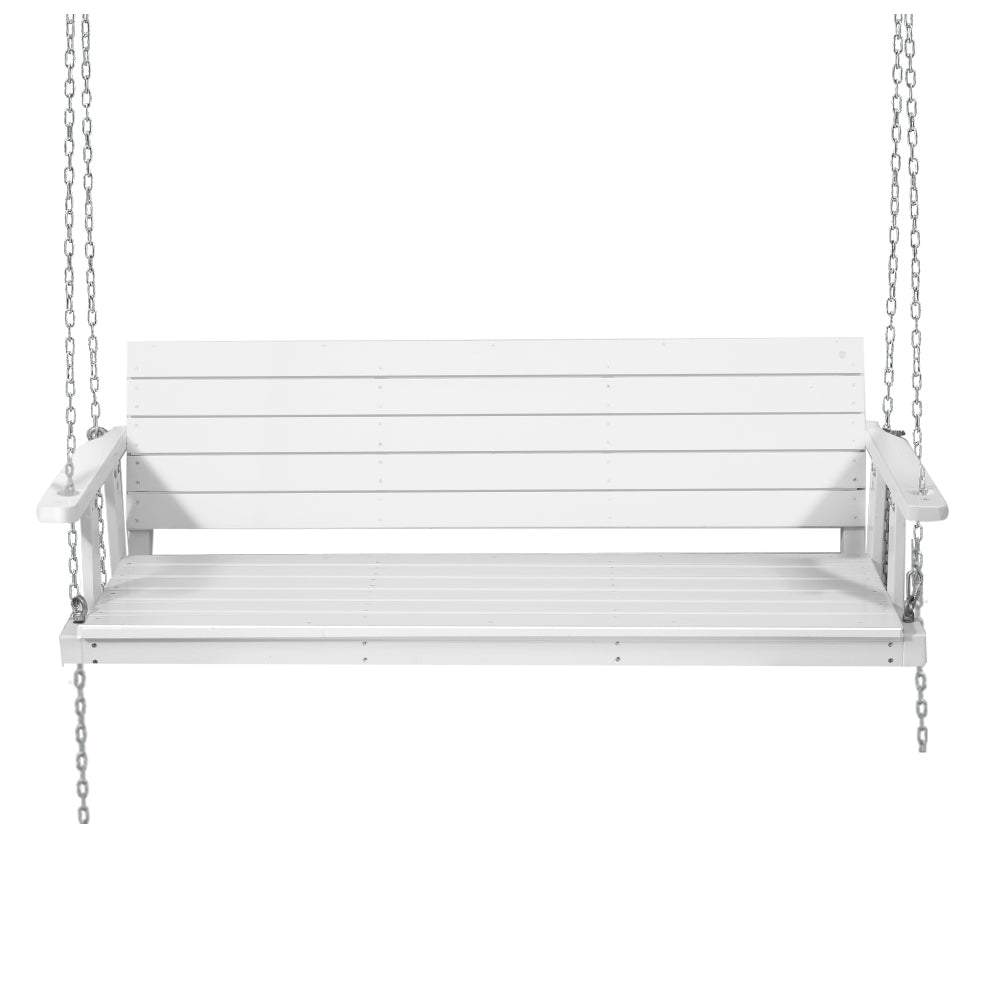 Chain Outdoor Furniture 3 Seater Bench Wooden White