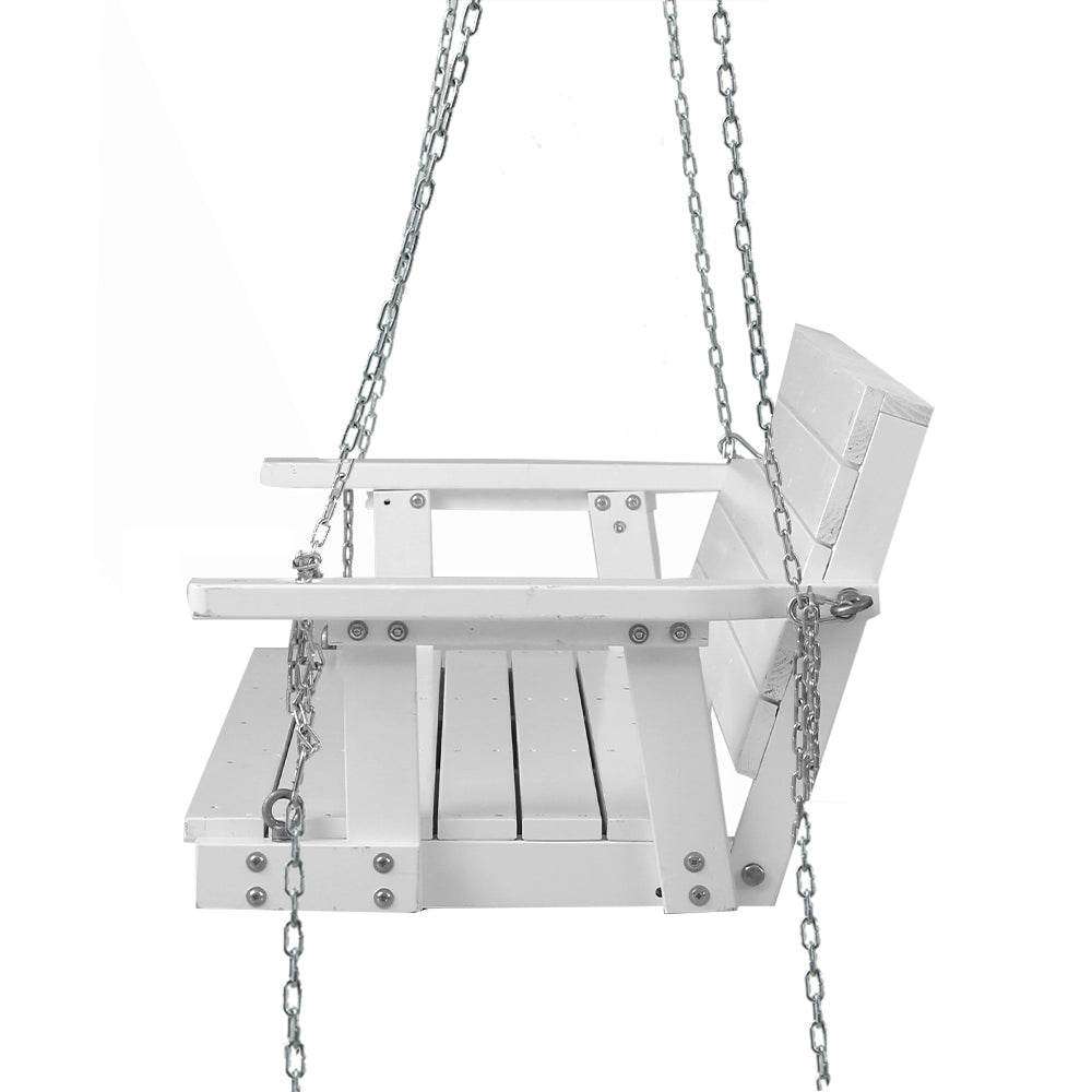 Chain Outdoor Furniture 3 Seater Bench Wooden White