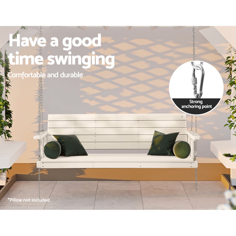 Chain Outdoor Furniture 3 Seater Bench Wooden White