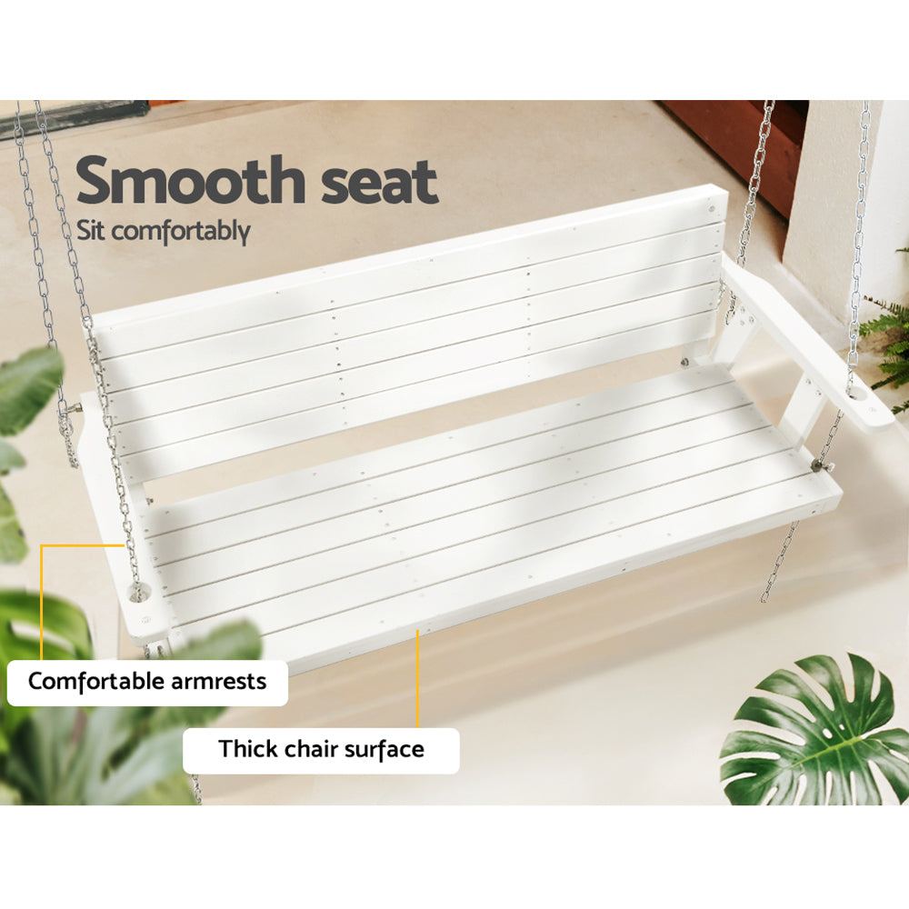 Chain Outdoor Furniture 3 Seater Bench Wooden White