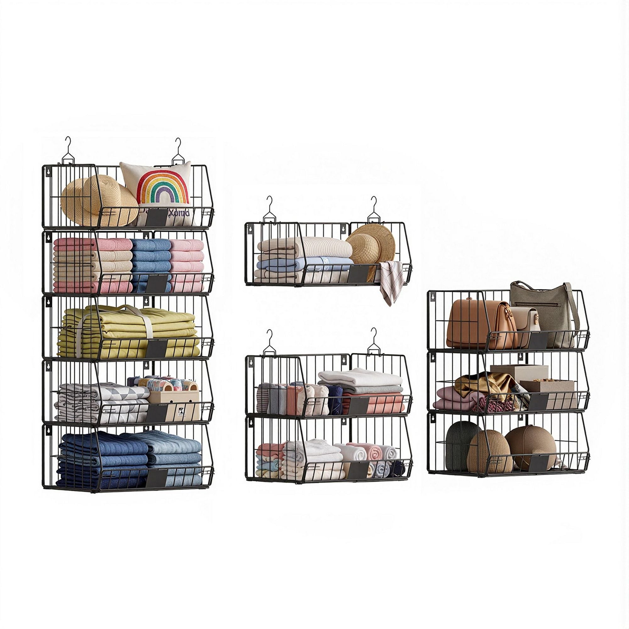 Artiss 5 Tier Stackable Closet Organizers and Storage Closet Hanging Storage Organizer Shelves Bedworld