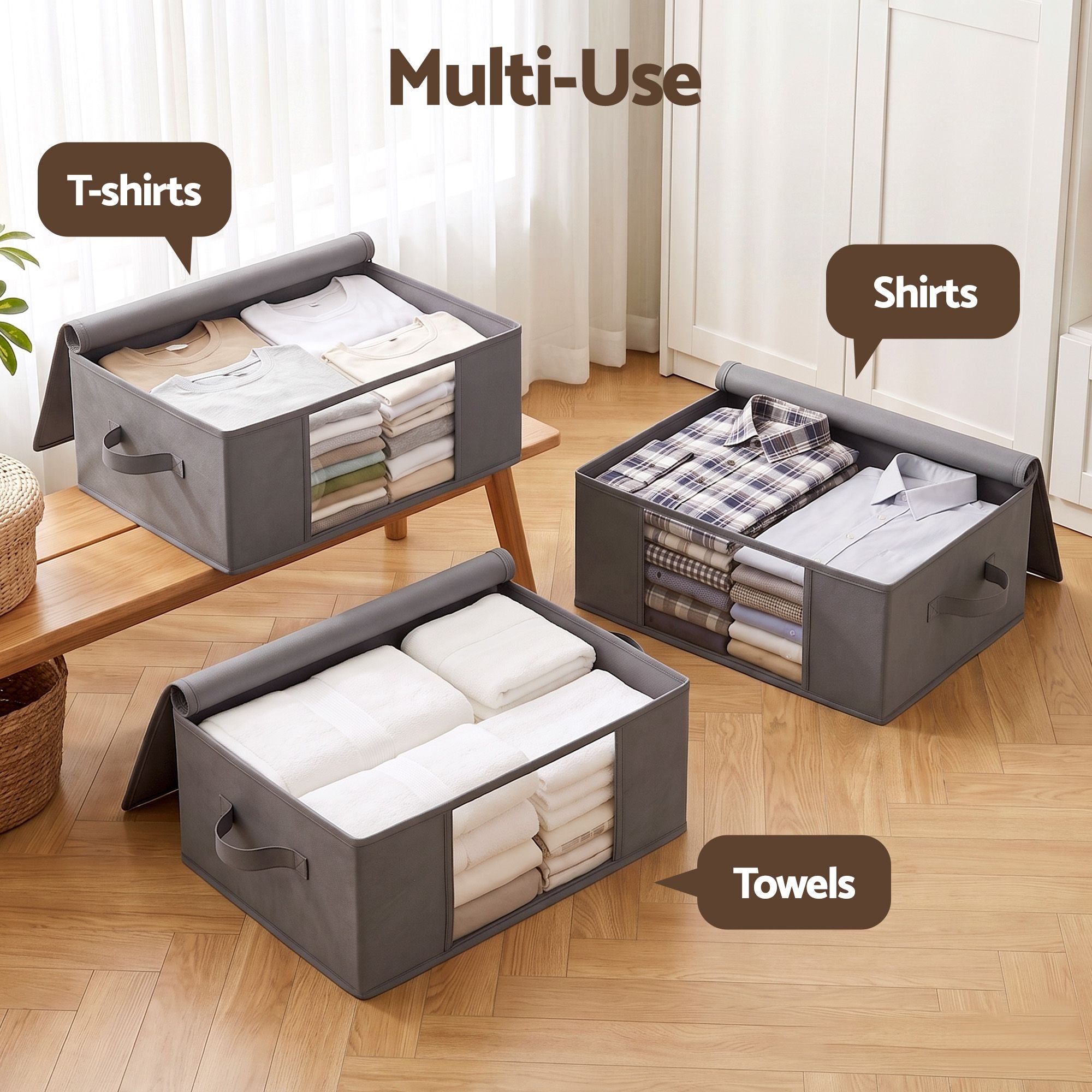 Artiss 6 Packs Clothes Storage Bags 35L Foldable Closet Organizer Storage Bins Bedworld