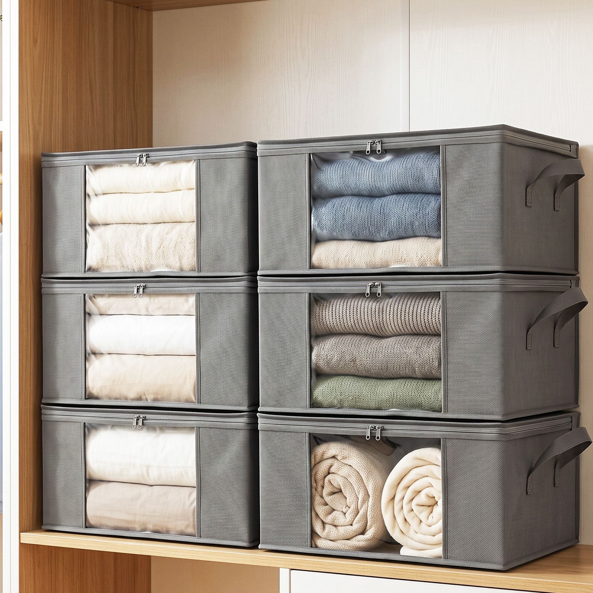 Artiss 6 Packs Clothes Storage Bags 35L Foldable Closet Organizer Storage Bins Bedworld