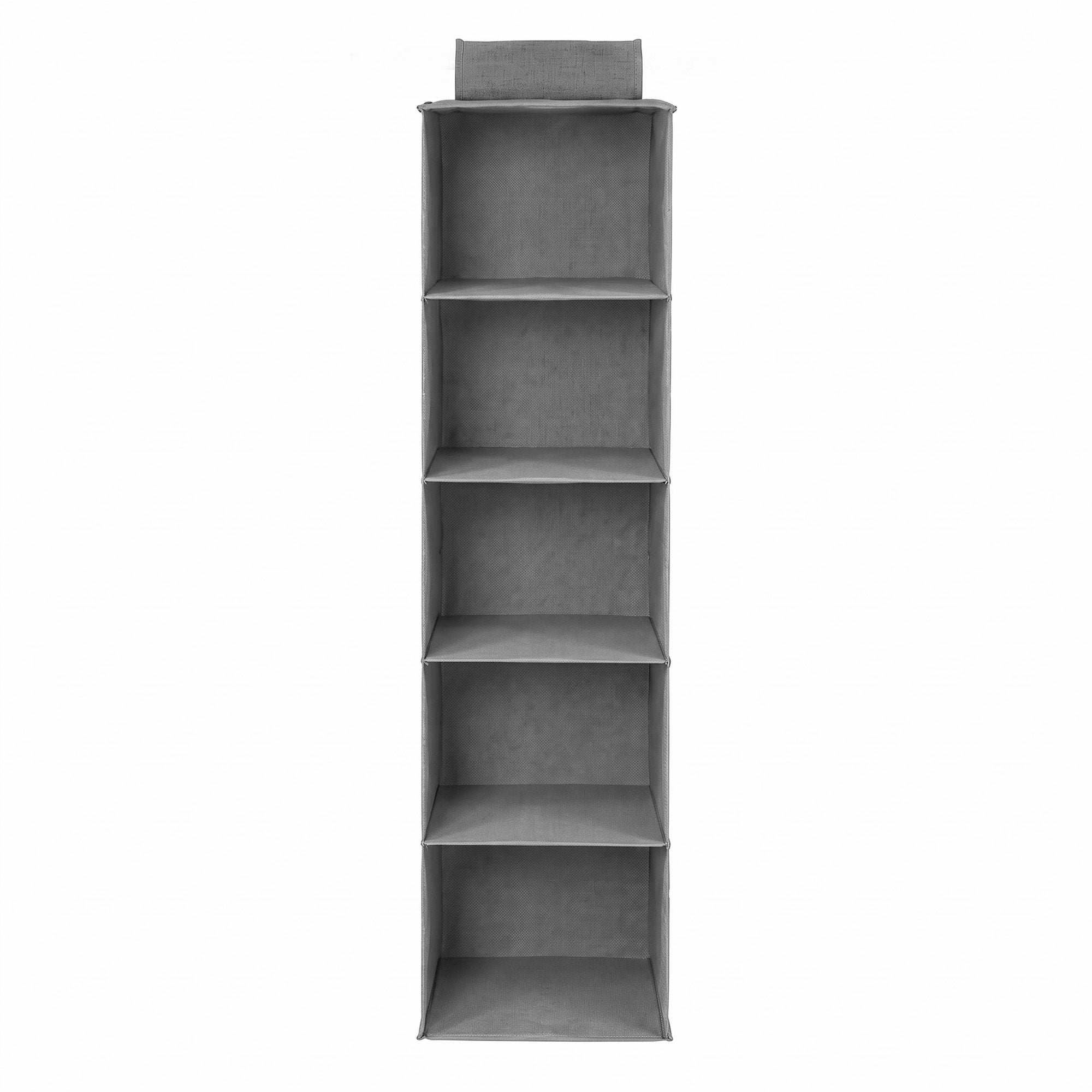 Artiss Hanging Closet Organiser 5 Tier Wardrobe Storage Grey 104cm Bedworld