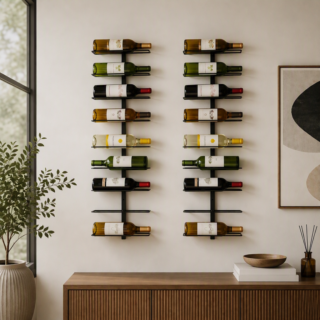Artiss Wall Mounted Wine Rack Holder Black Metal - Set of 2 (18-Bottle Capacity) Bedworld