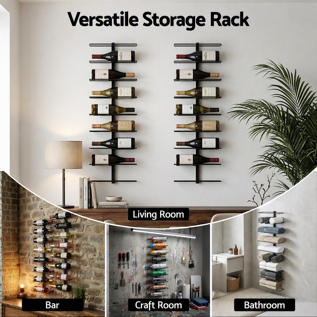 Artiss Wall Mounted Wine Rack Holder Black Metal - Set of 2 (18-Bottle Capacity) Bedworld