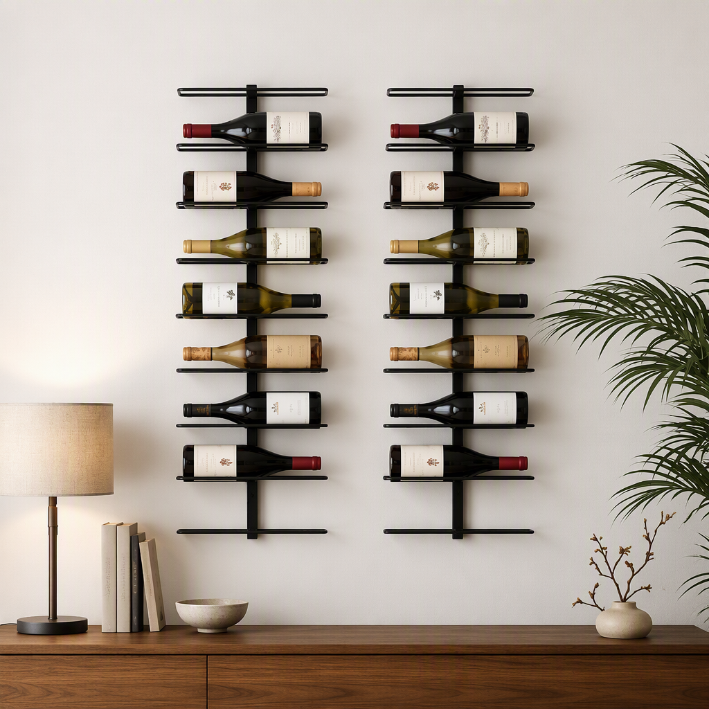 Artiss Wall Mounted Wine Rack Holder Black Metal - Set of 2 (18-Bottle Capacity) Bedworld