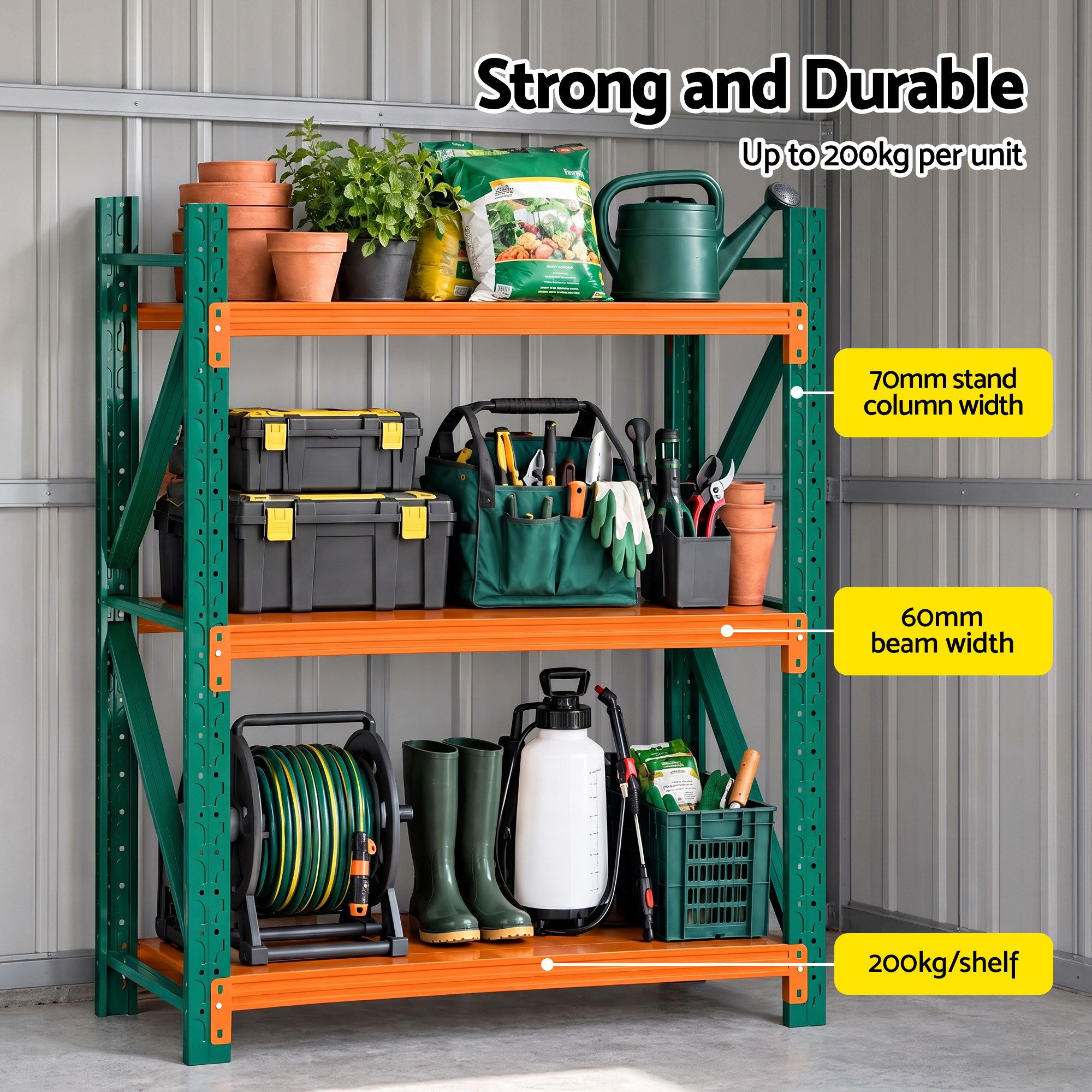 Giantz Garden Shed with 3-Tier Garage Shelving Rack Outdoor Tool Storage Racks Bedworld