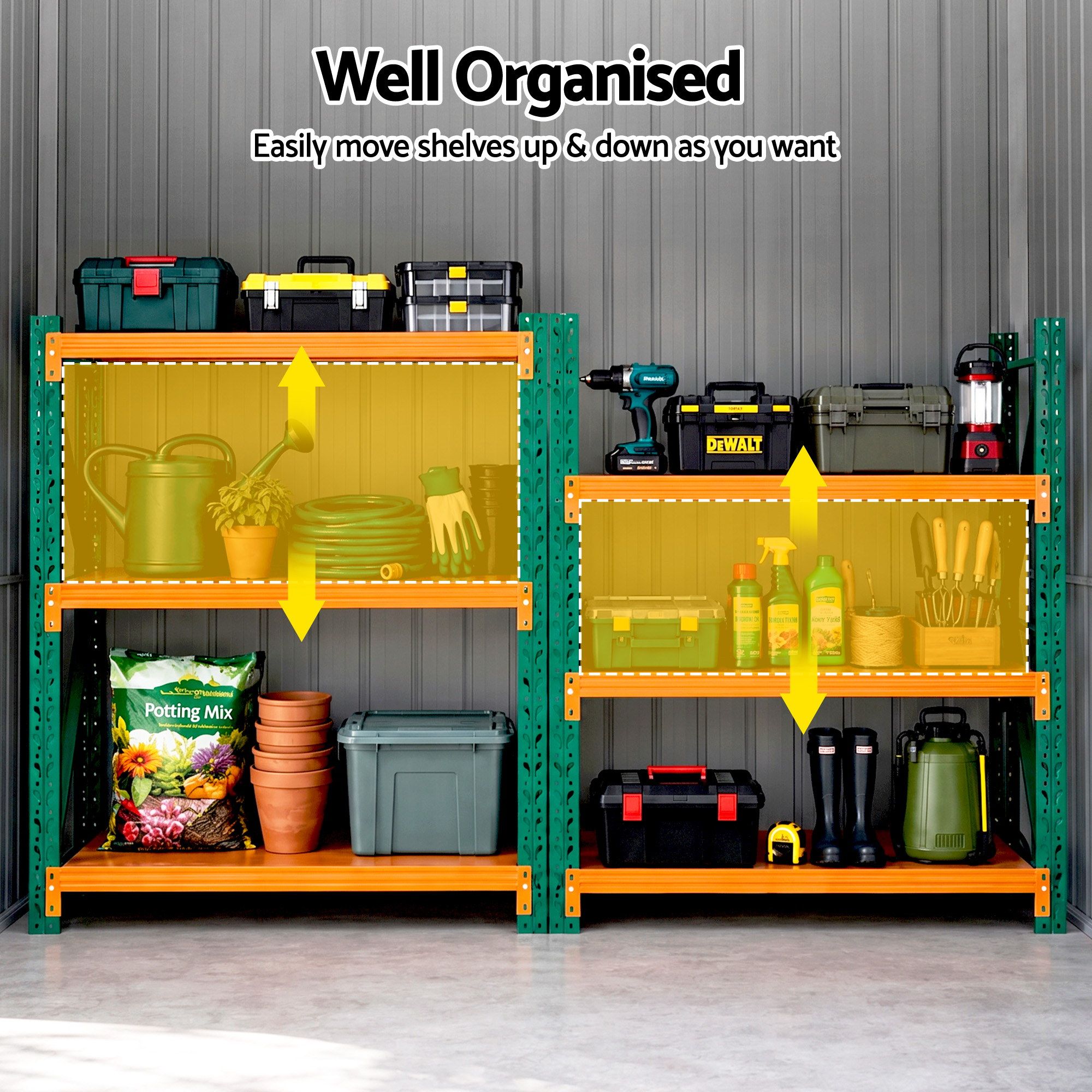 Giantz Garden Shed with 3-Tier Garage Shelving Rack Outdoor Tool Storage Racks Bedworld
