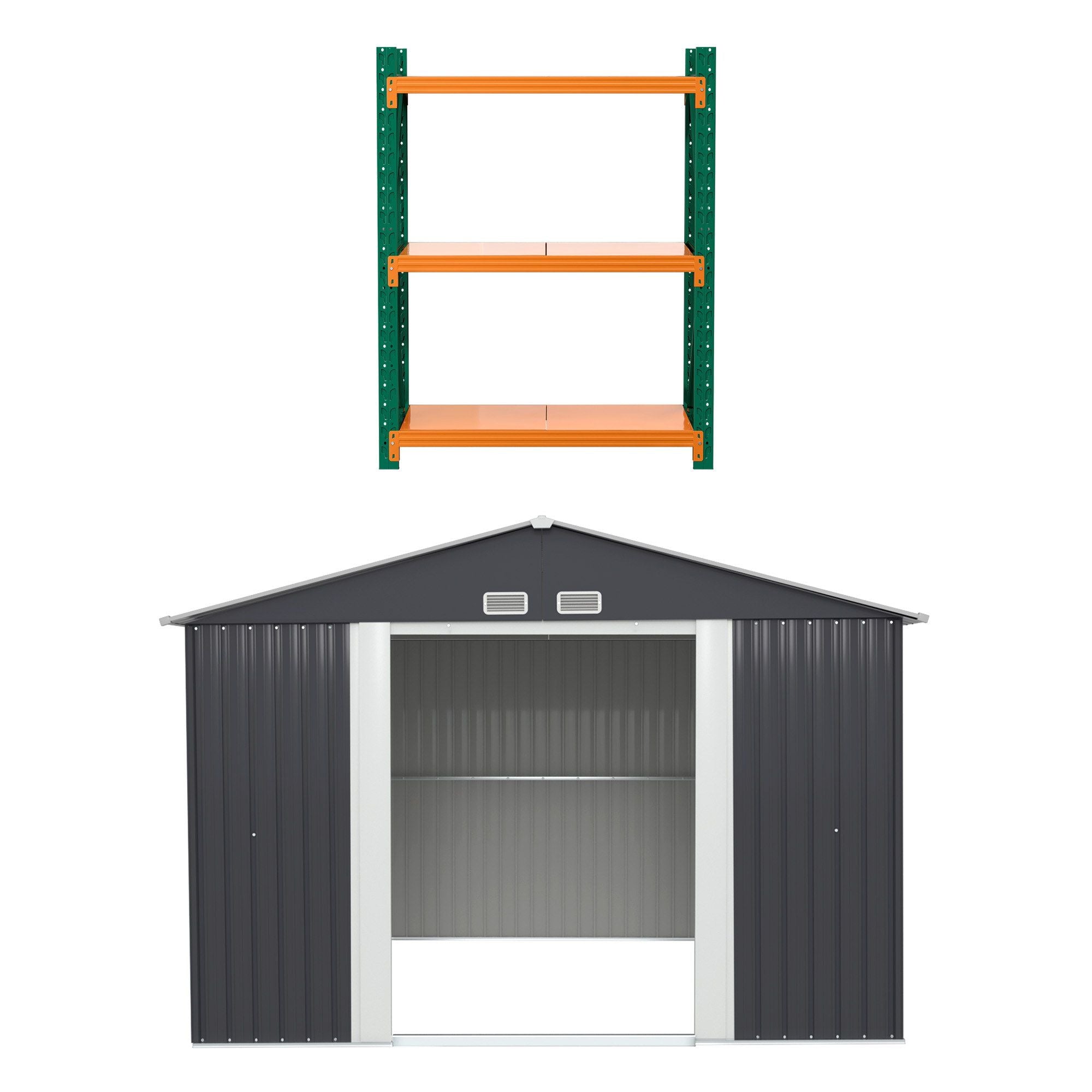 Giantz Garden Shed with 3-Tier Garage Shelving Rack Outdoor Tool Storage Racks Bedworld