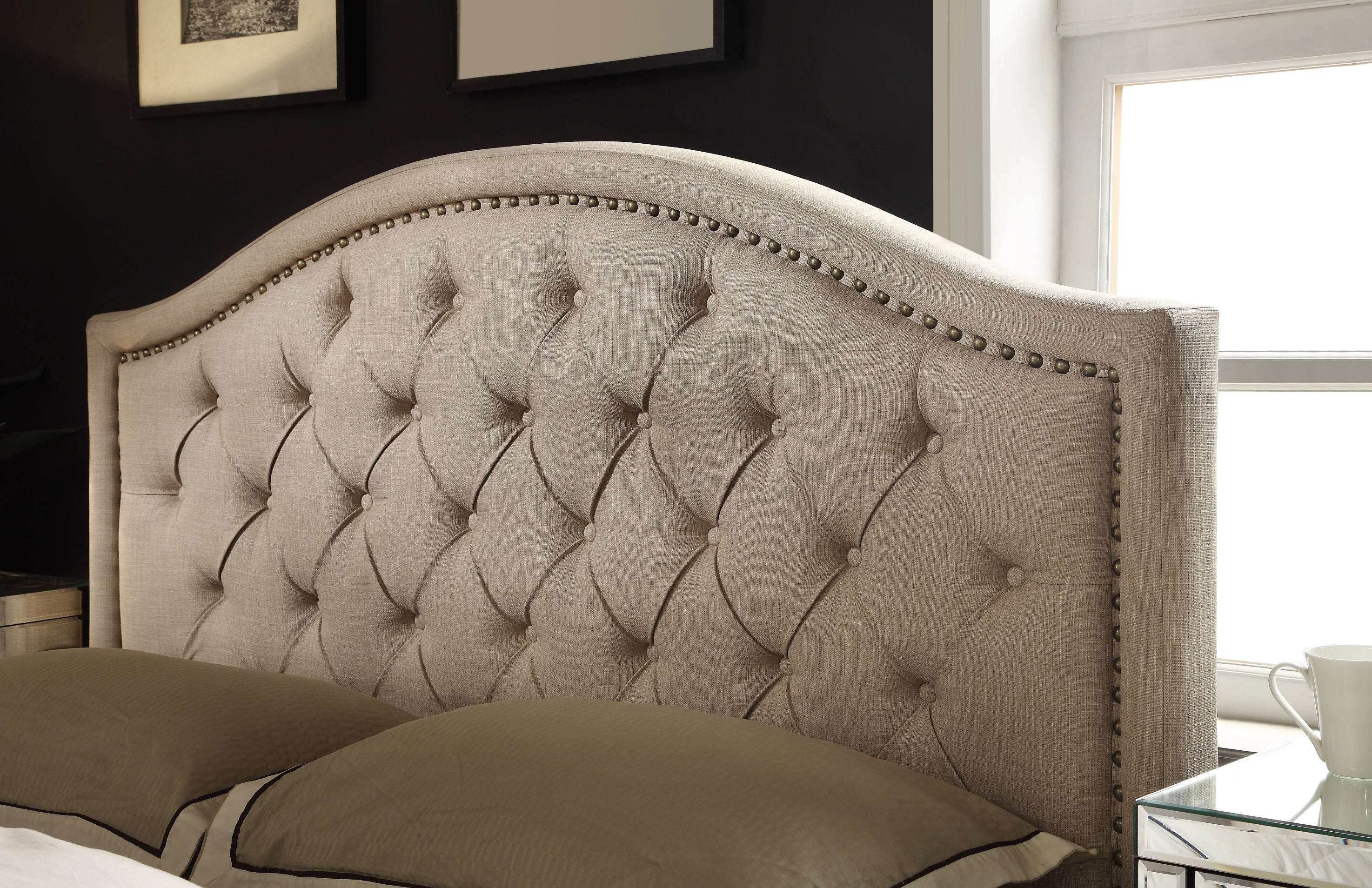 Windsor Upholstered Linen Fabric Headboard