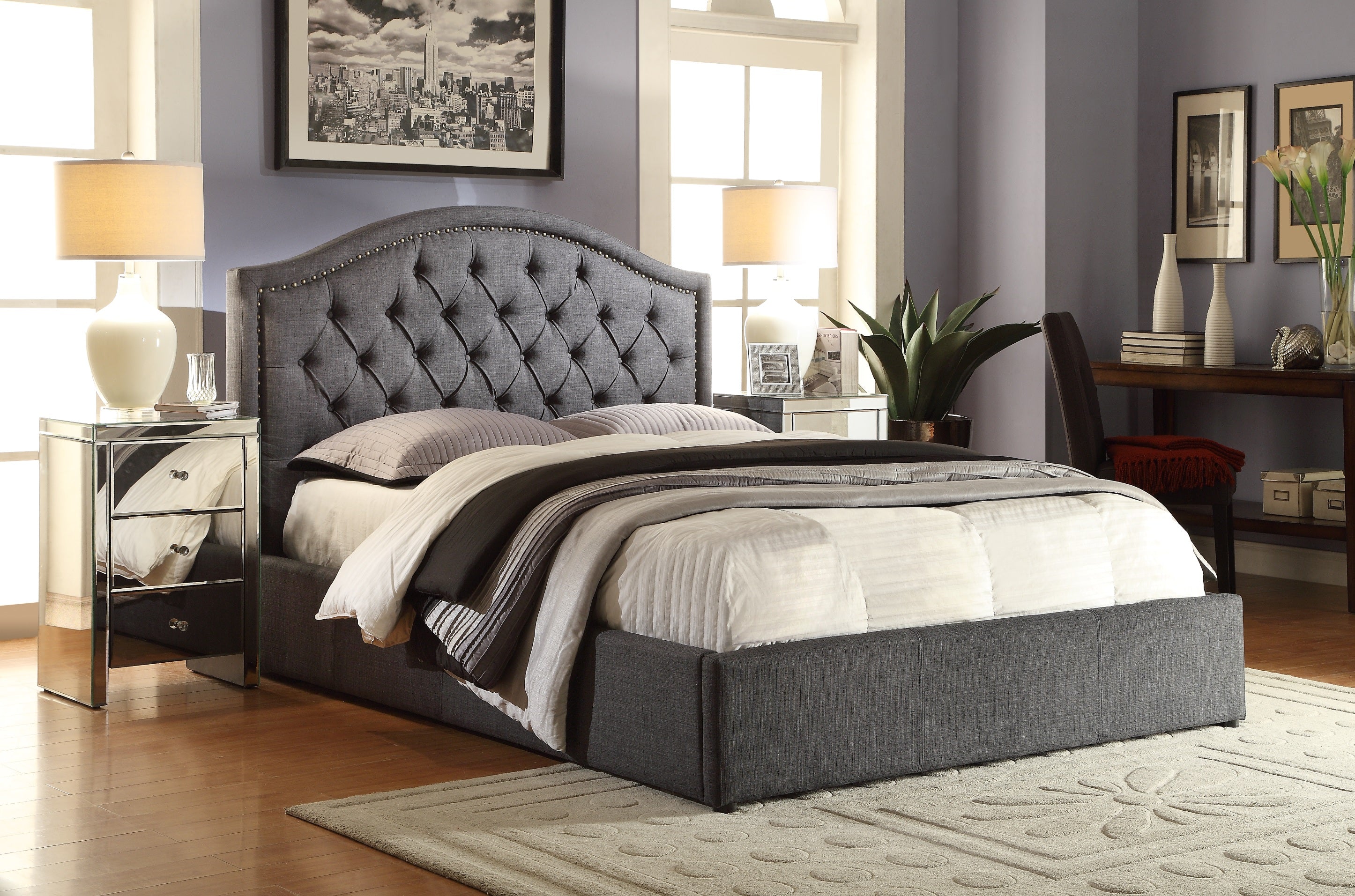 Windsor Fabric Upholstered Bed Frame in charcoal