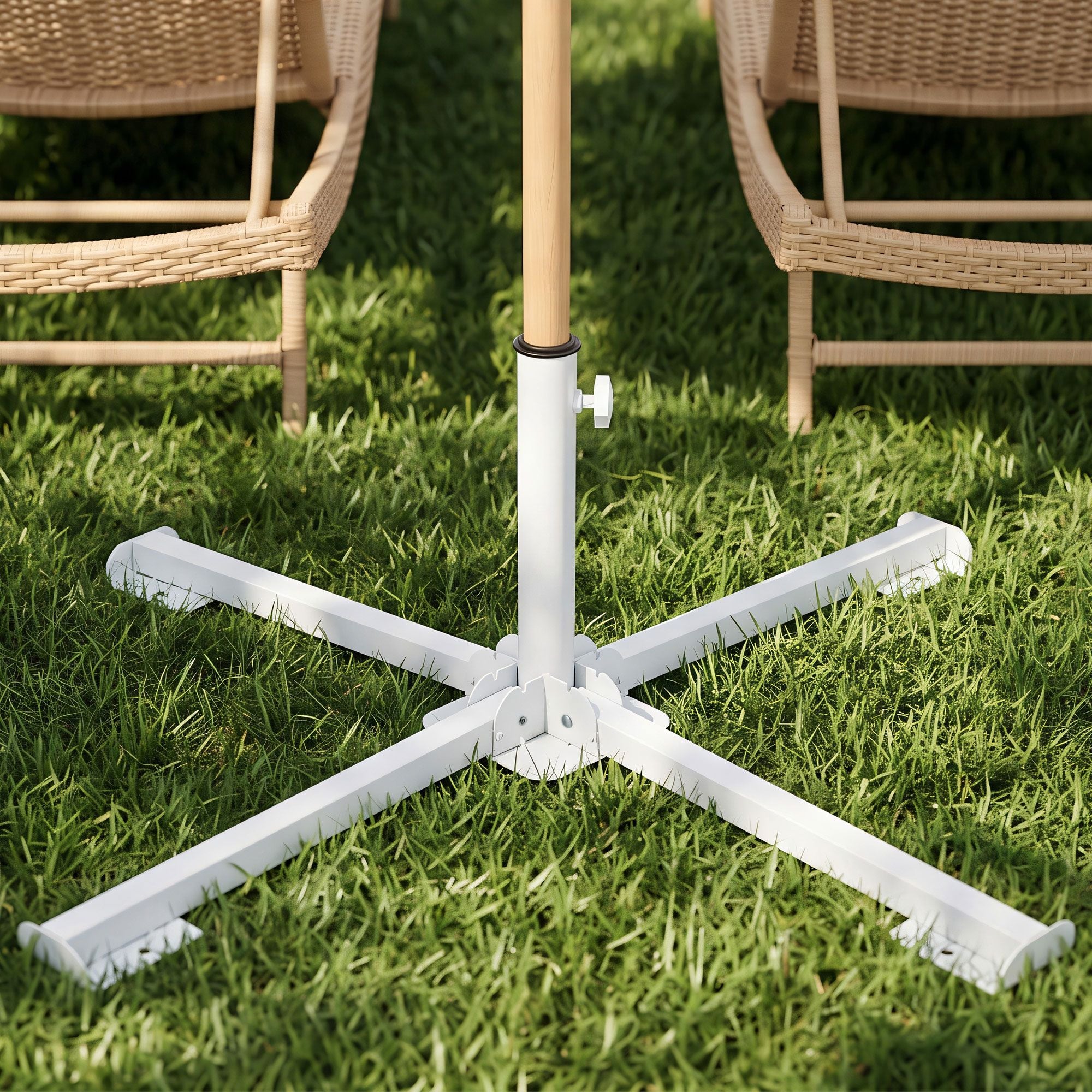 Instahut Outdoor Umbrellas Base Steel Umbrella Holder 25 to 35mm White Bedworld