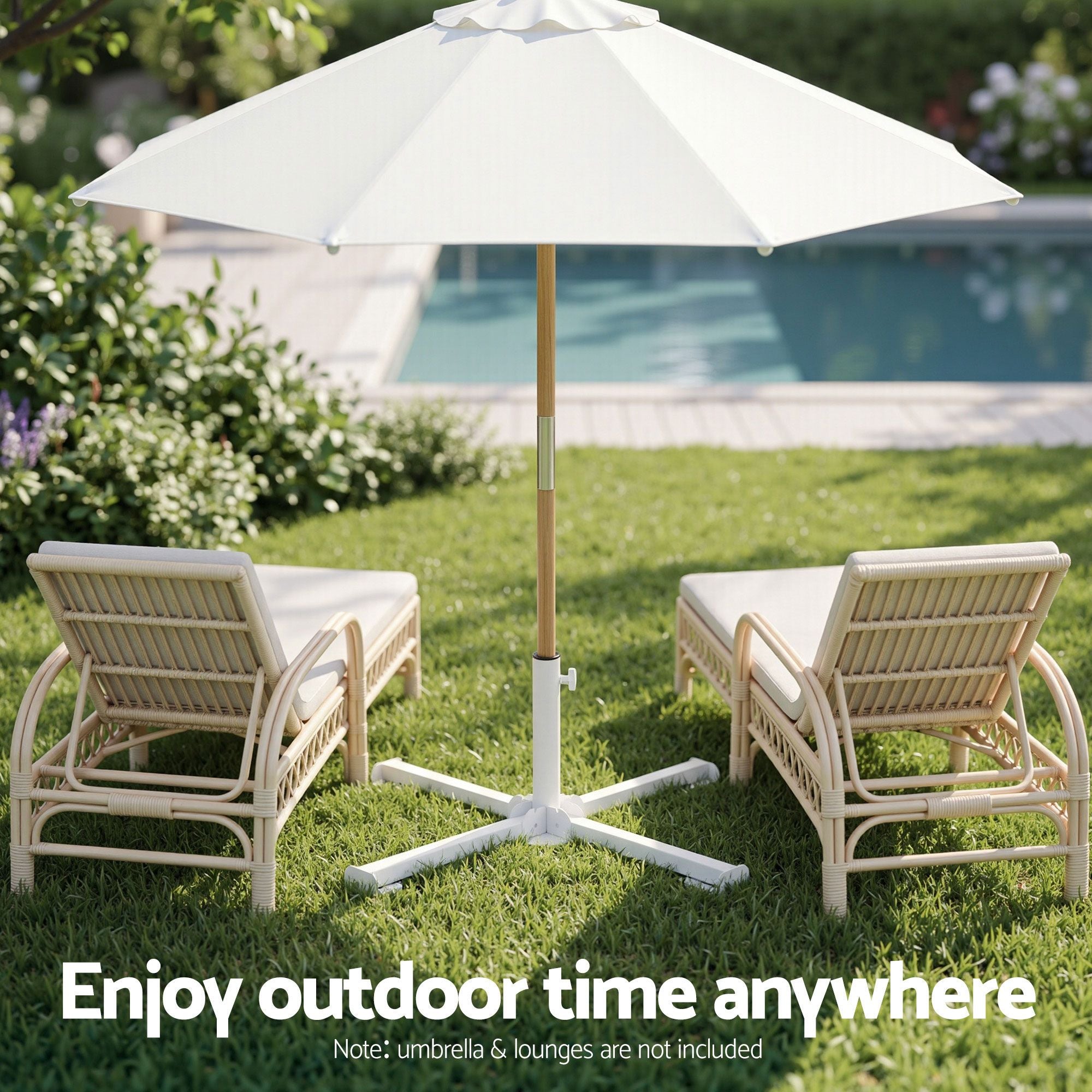 Instahut Outdoor Umbrellas Base Steel Umbrella Holder 25 to 35mm White Bedworld