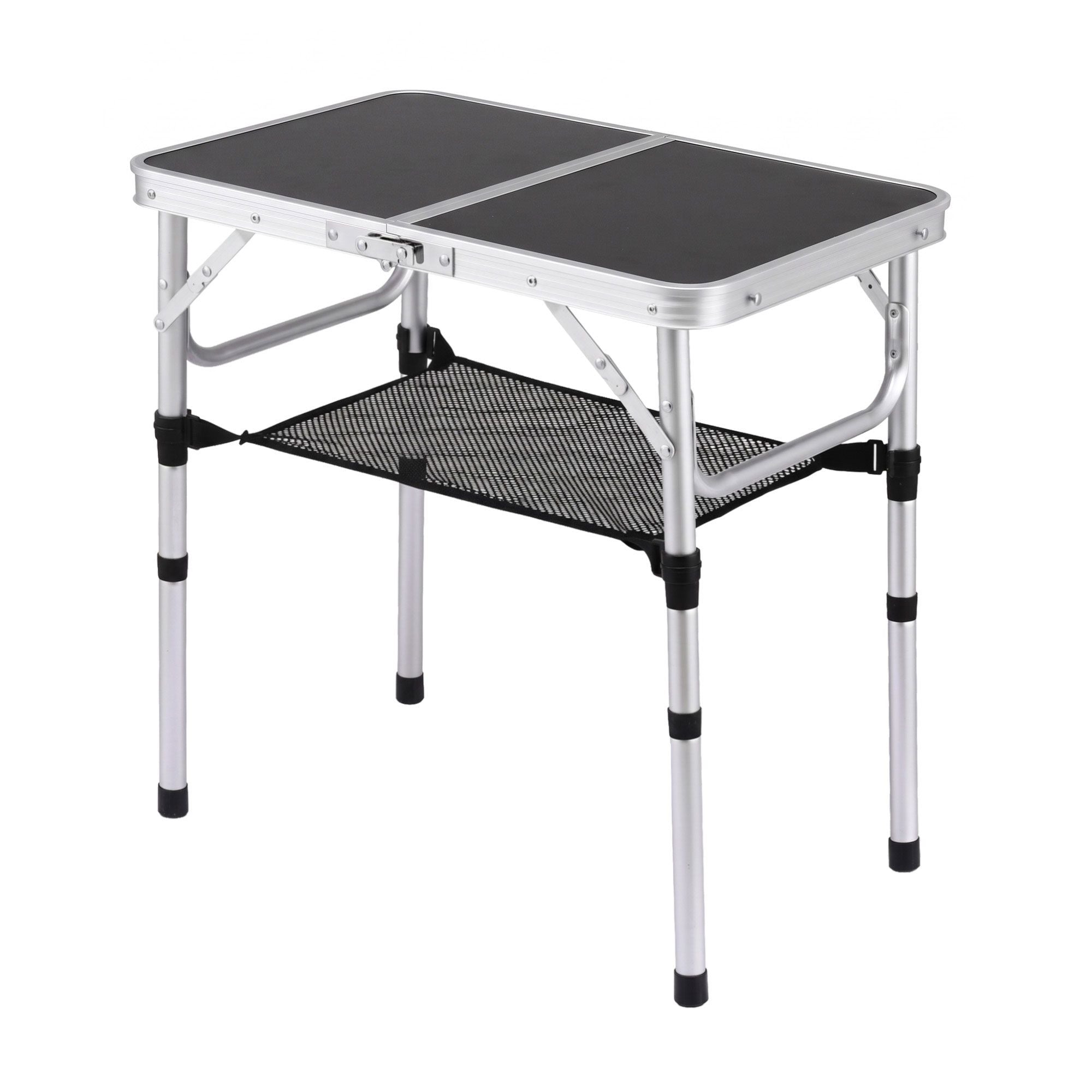 Weisshorn Folding Camping Table Adjustable Aluminium 60 x 40 cm Black Bedworld