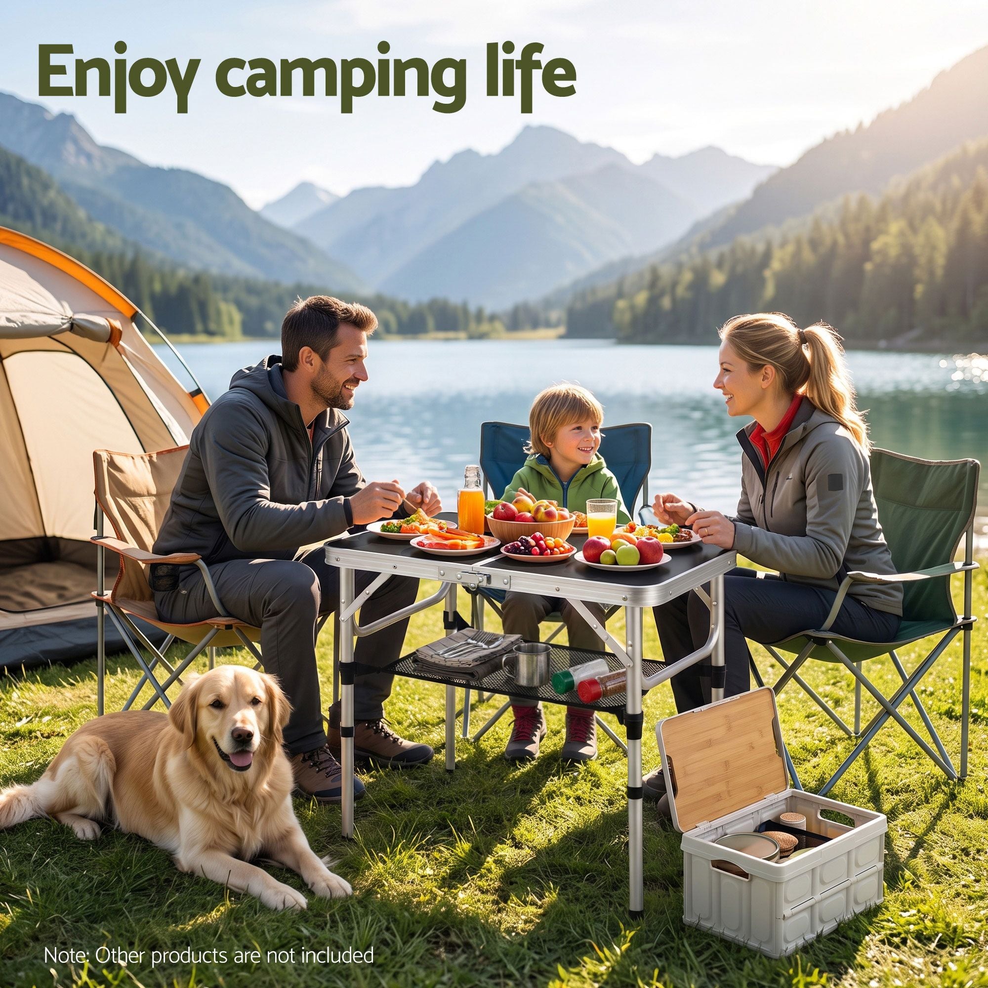 Weisshorn Folding Camping Table Adjustable Aluminium 60 x 40 cm Black Bedworld