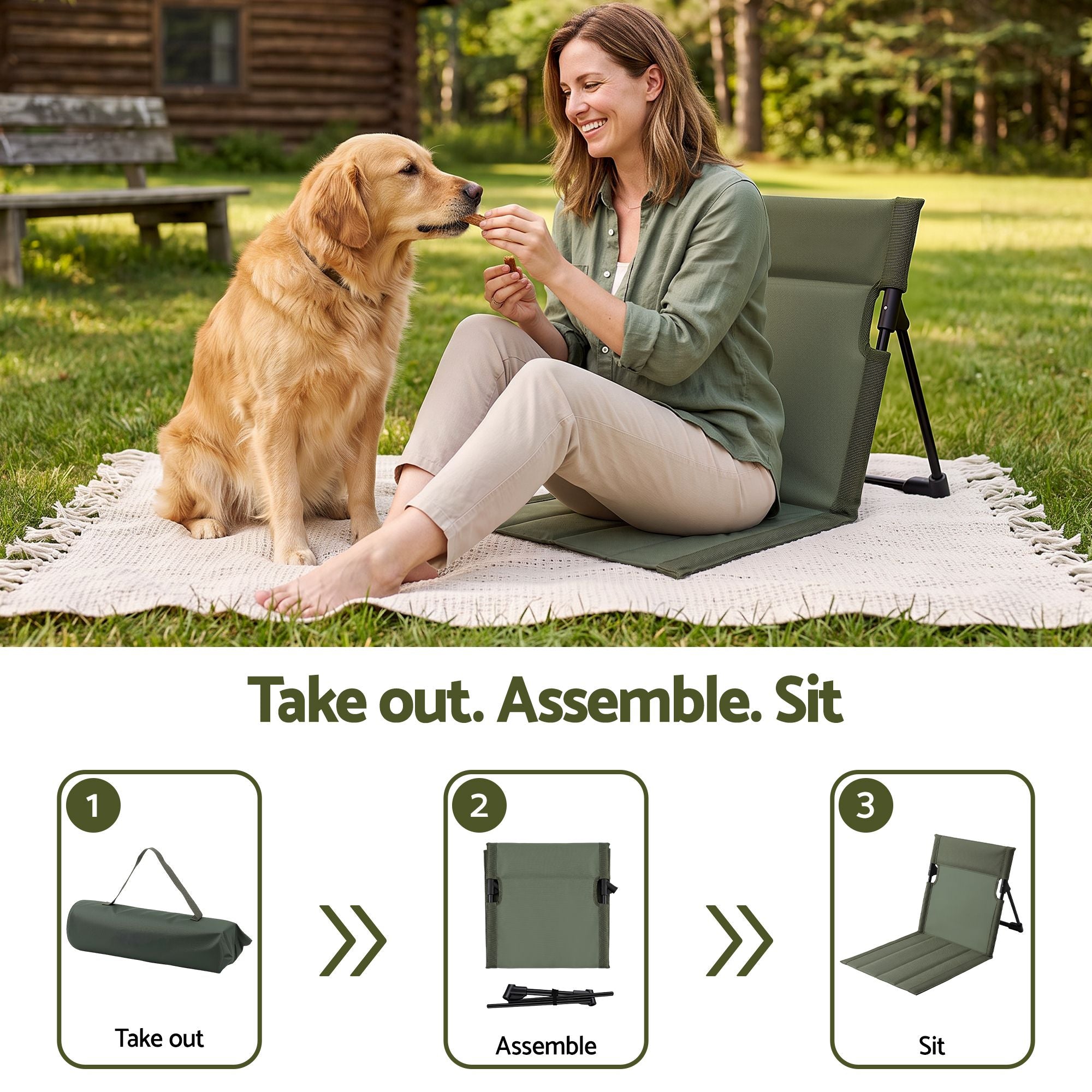 Weisshorn Foldable Camping Chair Oxford Aluminum Alloy Backrest 70kg Green Bedworld