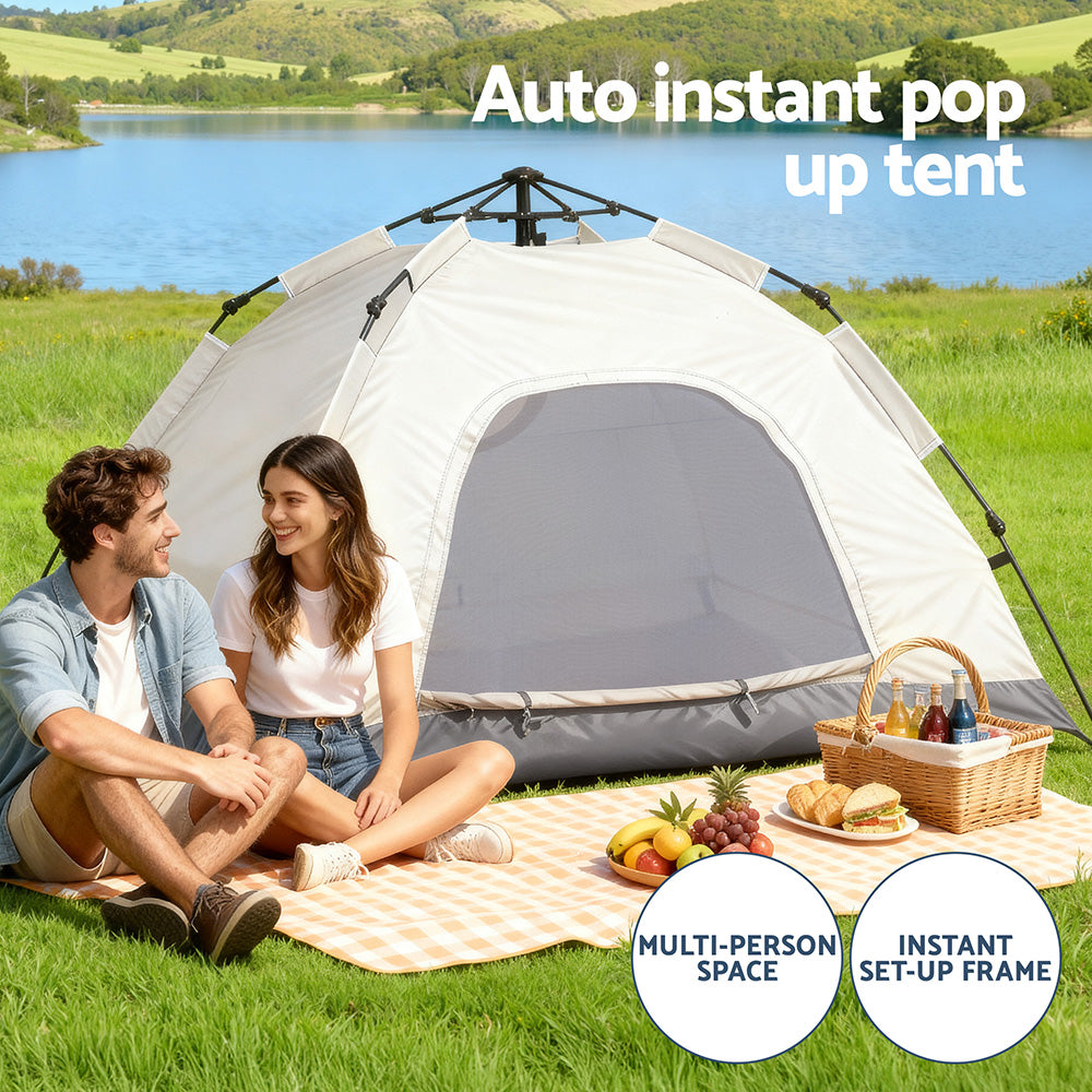 Weisshorn Camping Tent Instant Tent Pop up 2 Person Outdoor Hiking Tents Hiking Beige